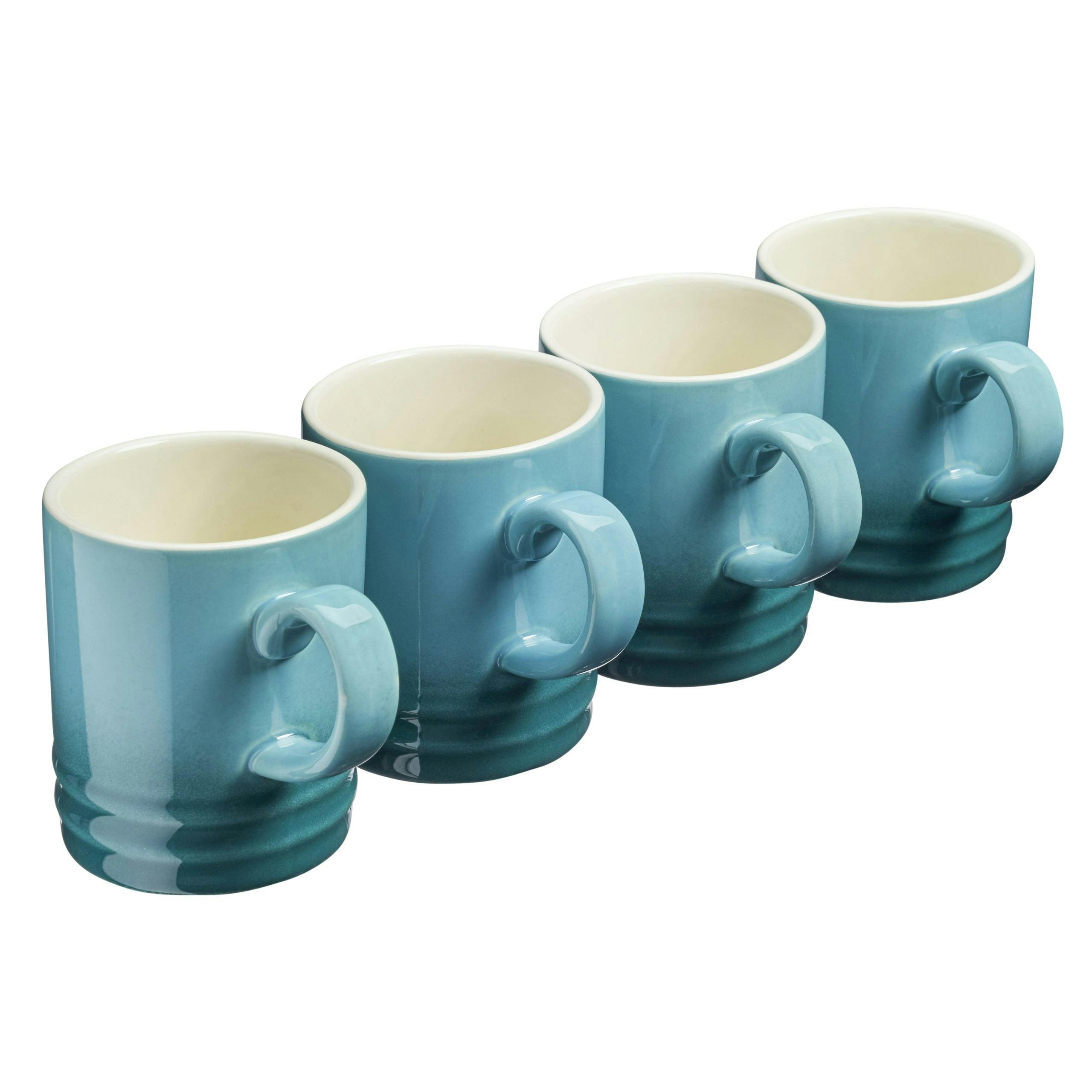 B&Q - Set Of 4 Colourful Stoneware MugsTea Coffee Drinking Cups 350Ml CapacityDishwasher & Microwave SafeTeal - Image 2