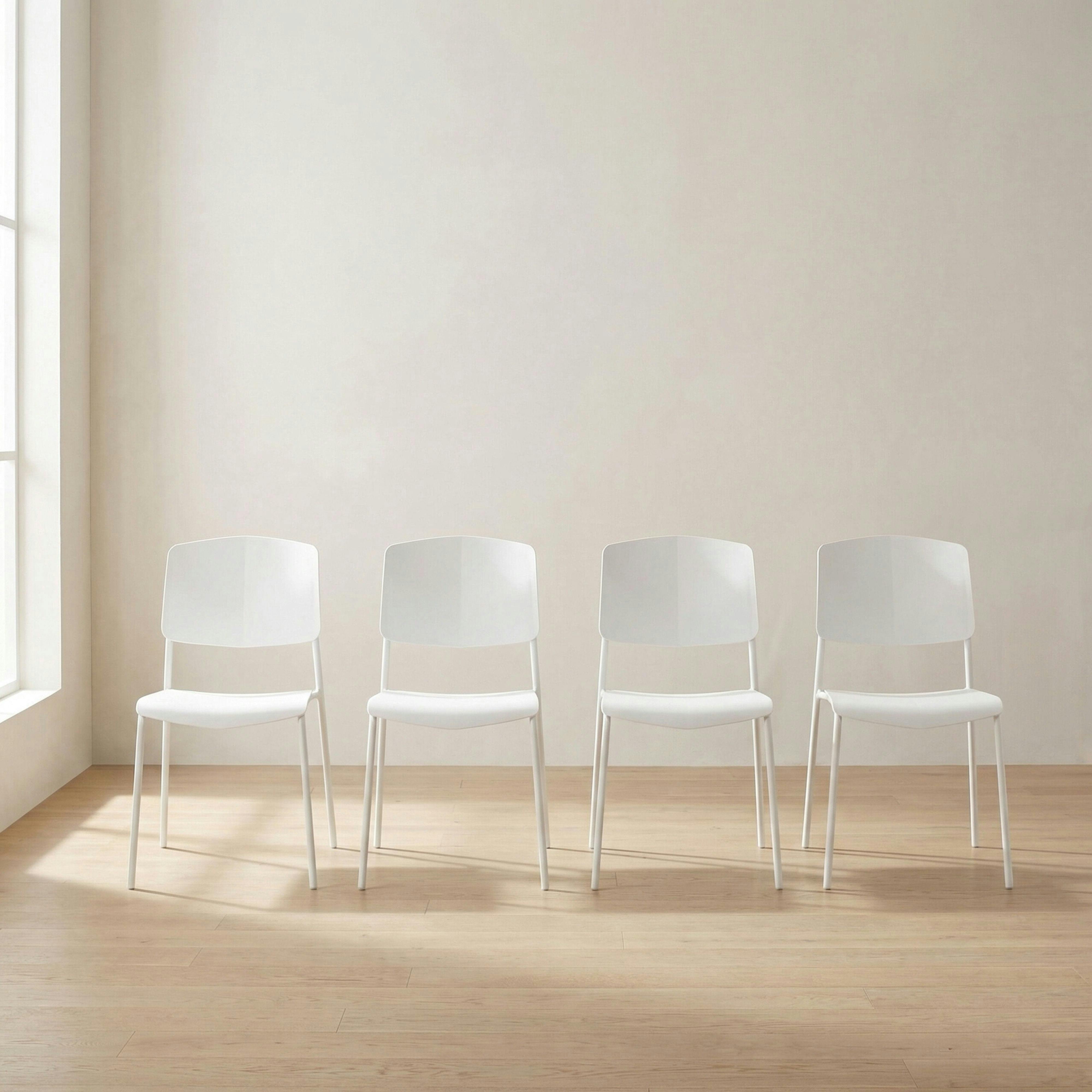Photos - Chair Core Products Rackhams Set of Four Stackable Academy Black Kitchen Dining Chiars - White 