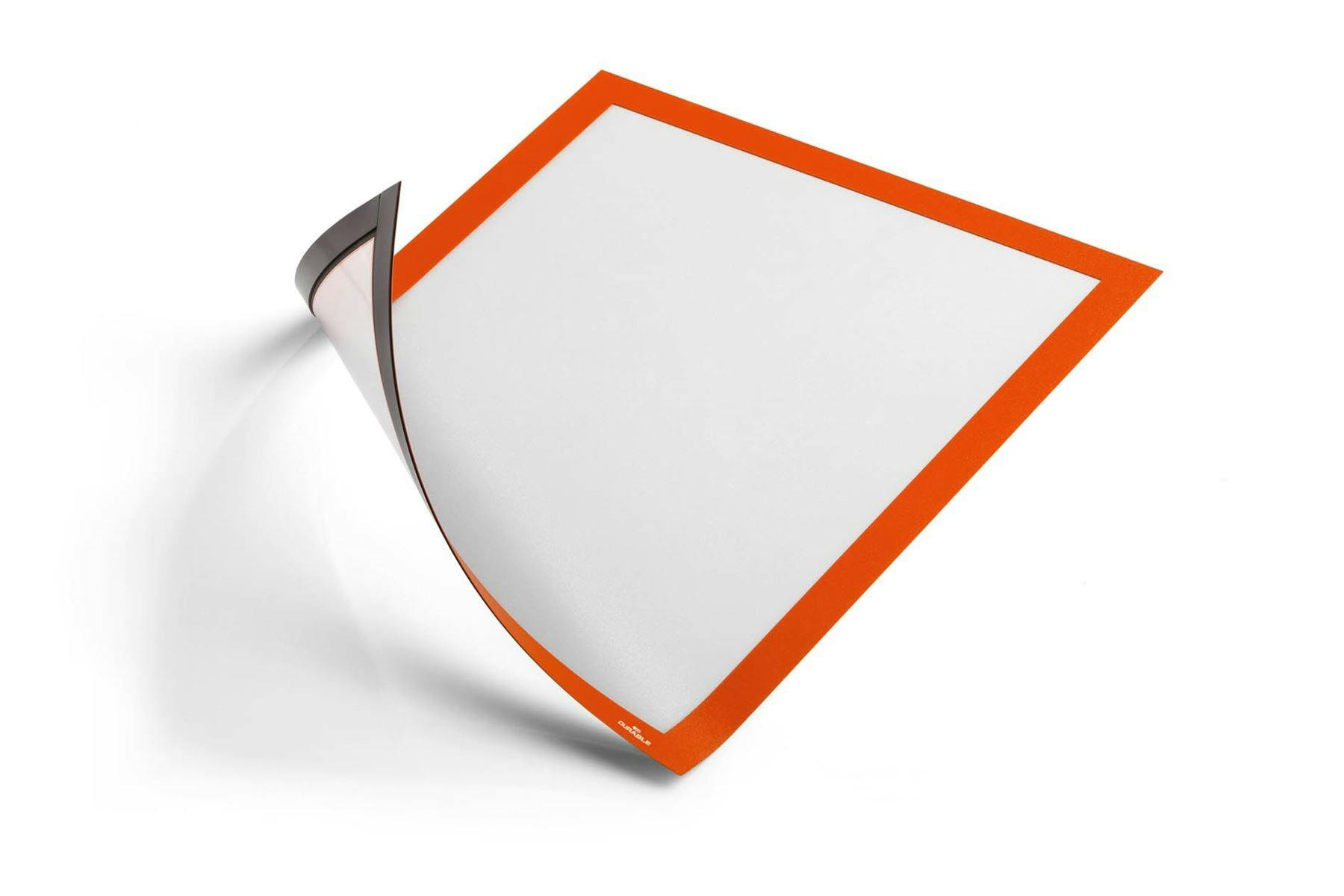 Durable Orange Duraframe Magnetic Document Signage Frame For Metal | 5 Pack | A4