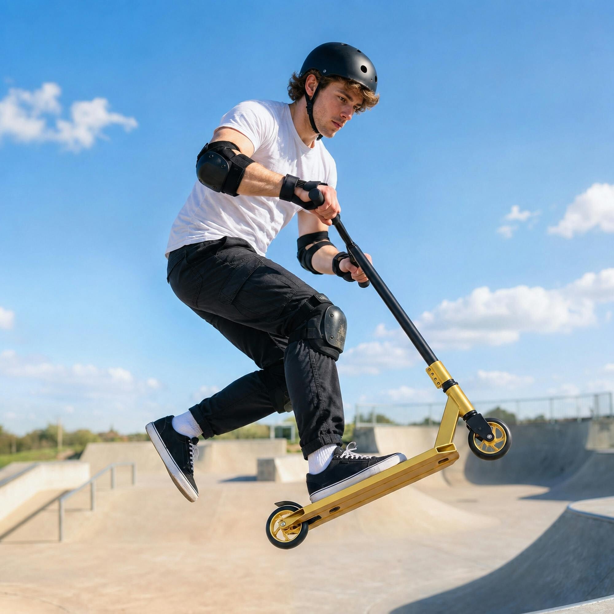 Sportnow Unisex Gold Stunt Scooter Pro Scooter For Teens, 360° Handlebar, Abec-7 In - Image 4