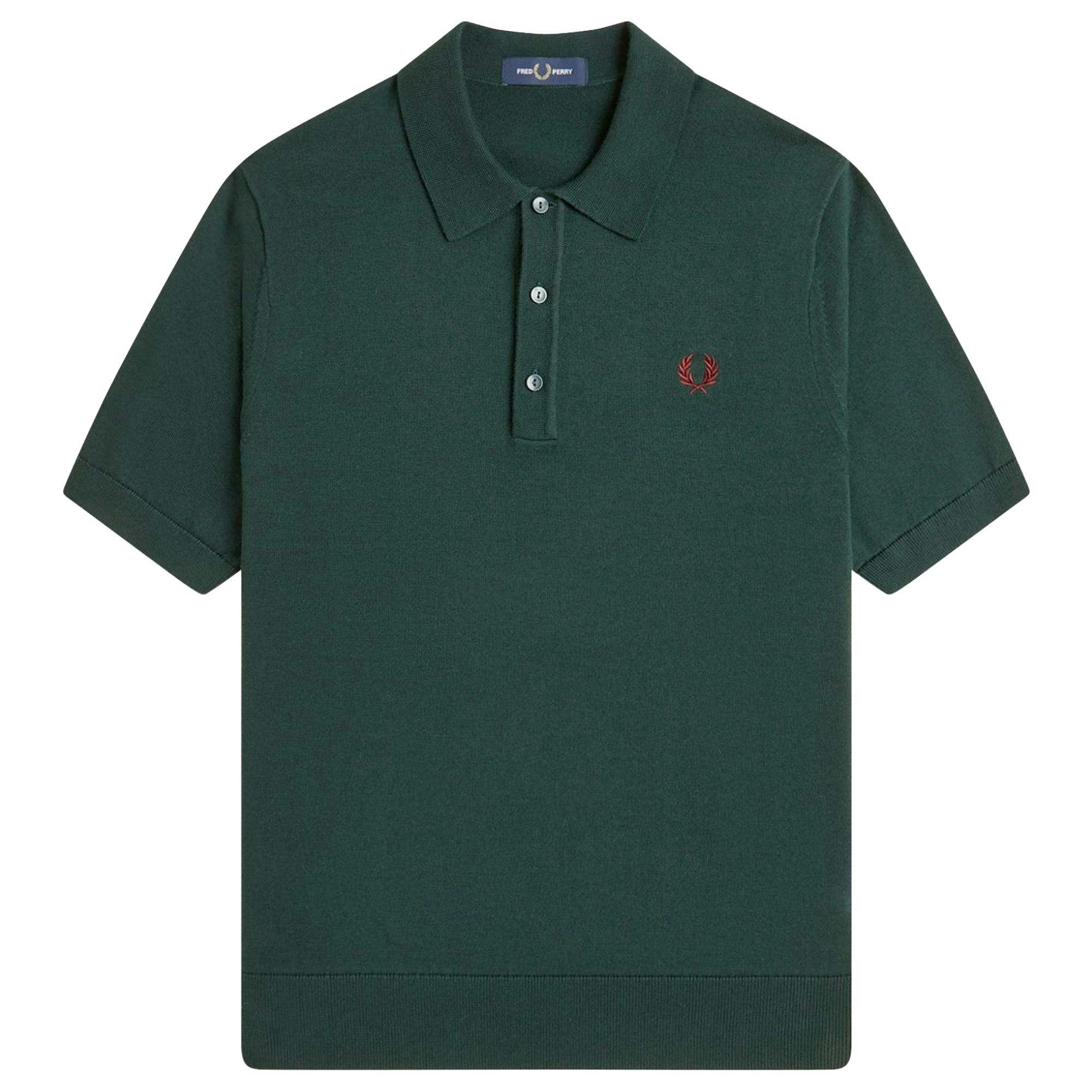 Fred Perry - Men's - Knitted Polo Shirt - Green - XXL - Image 2
