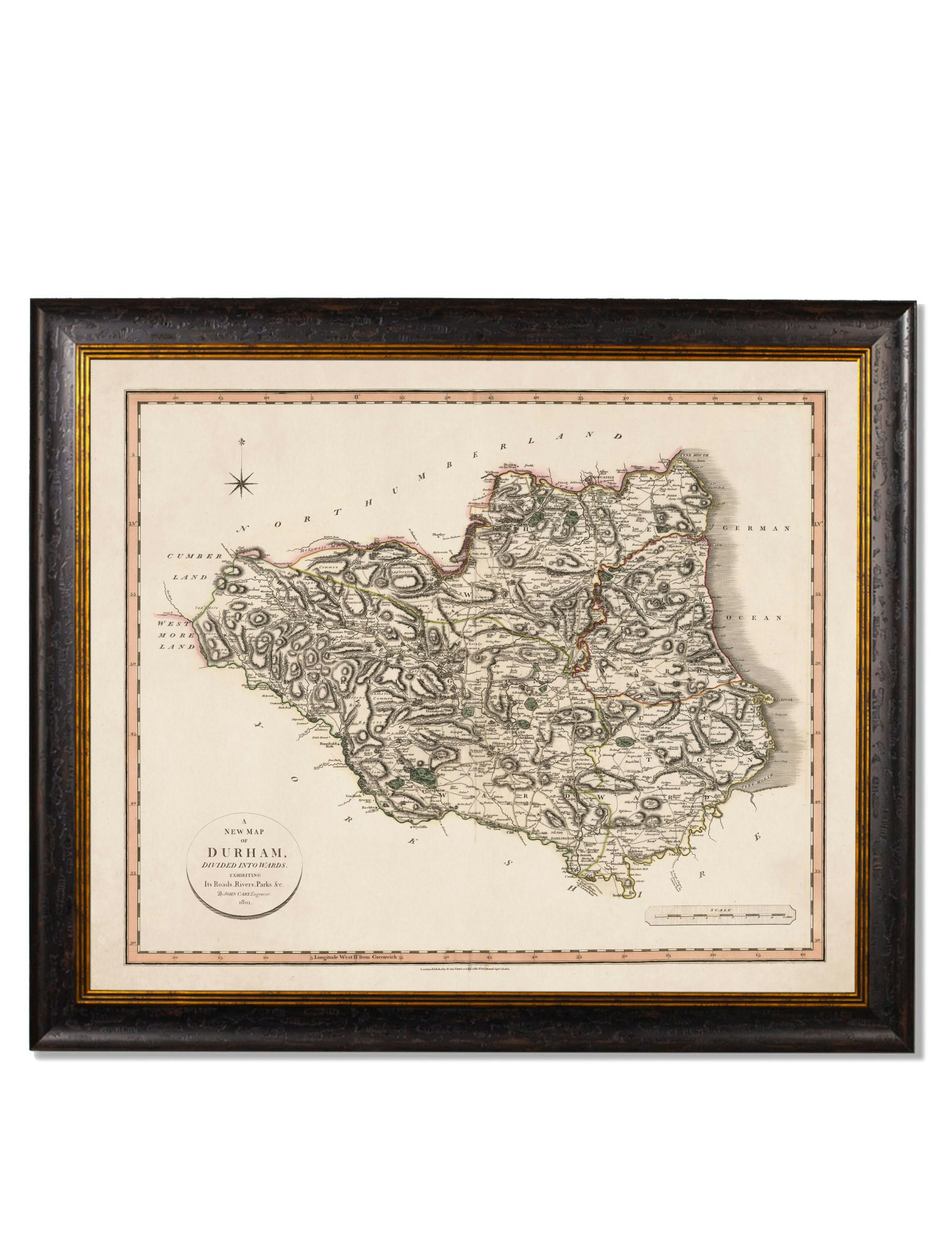 Exceptional Art Black C.1806 County Maps Of England - 84 X 70Cm - Durham
