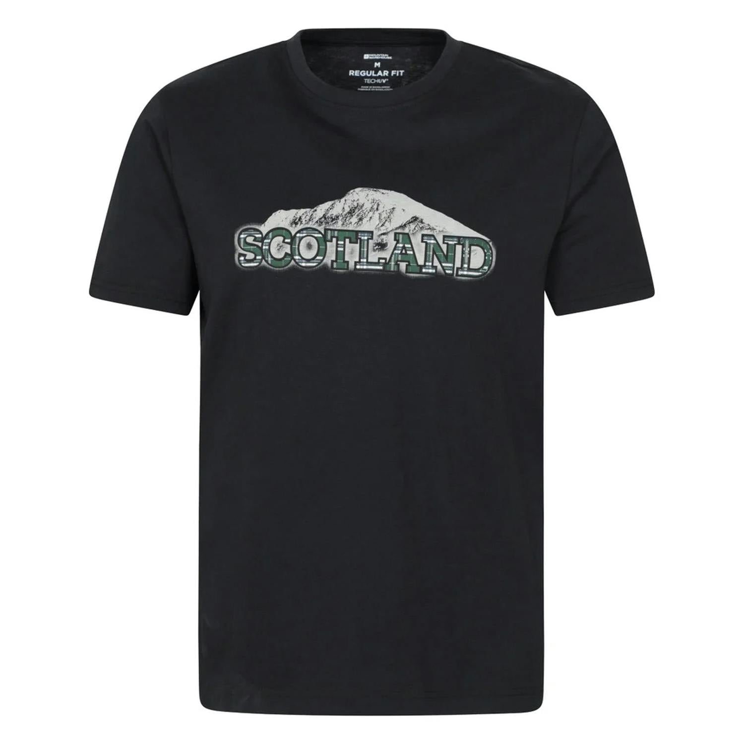 Mountain Warehouse Men's Black Scotland Short-Sleeved T-Shirt - M - 95% Organic Cotton/5% Viscose
