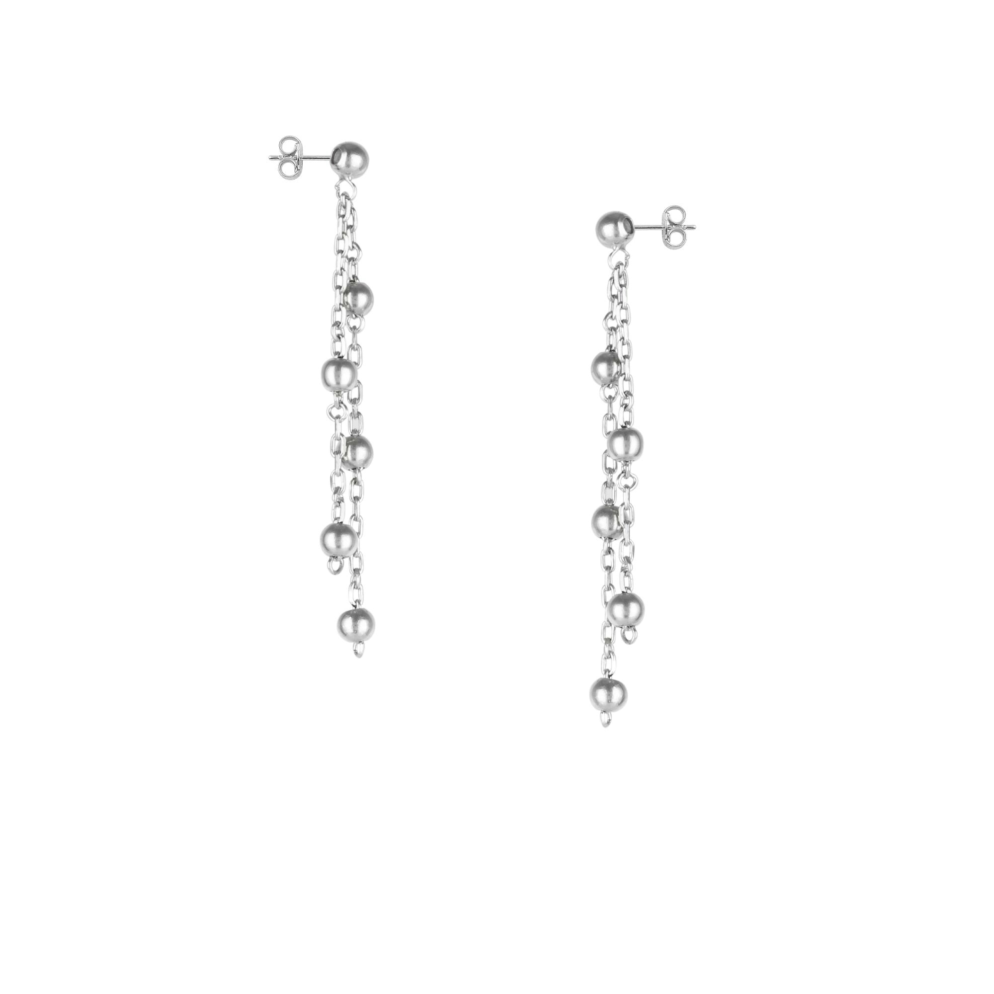 Spero London Silver Dorica Sterling Multi Bead Drop Earrings