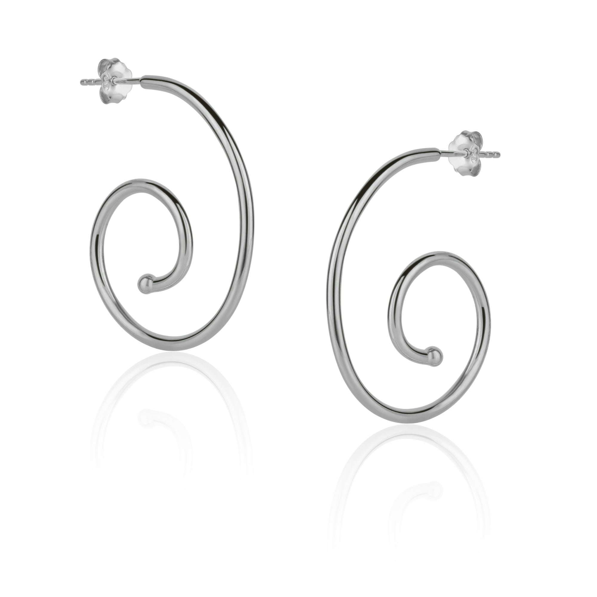 Spero London Silver Spiral Sterling Stud Earrings