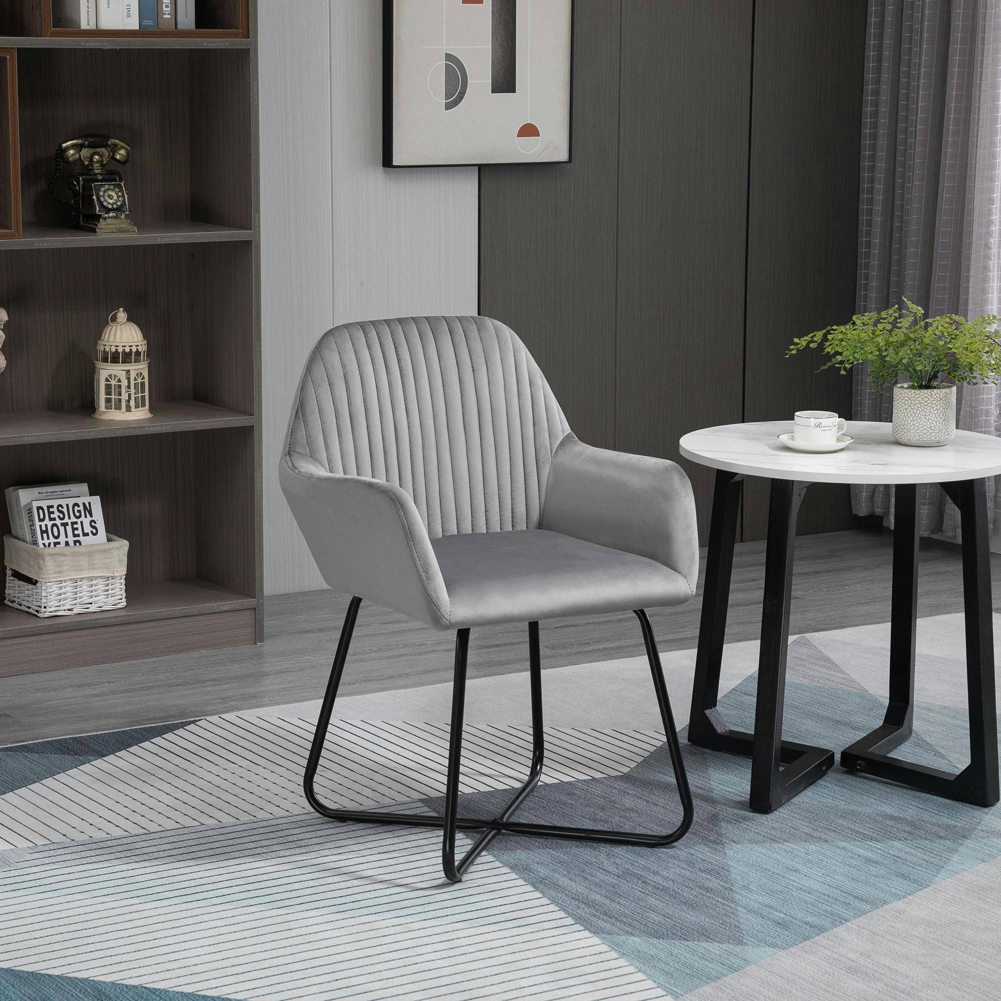 Rackhams Modern Accent Chair Velvet-Feel Upholstered Lounge