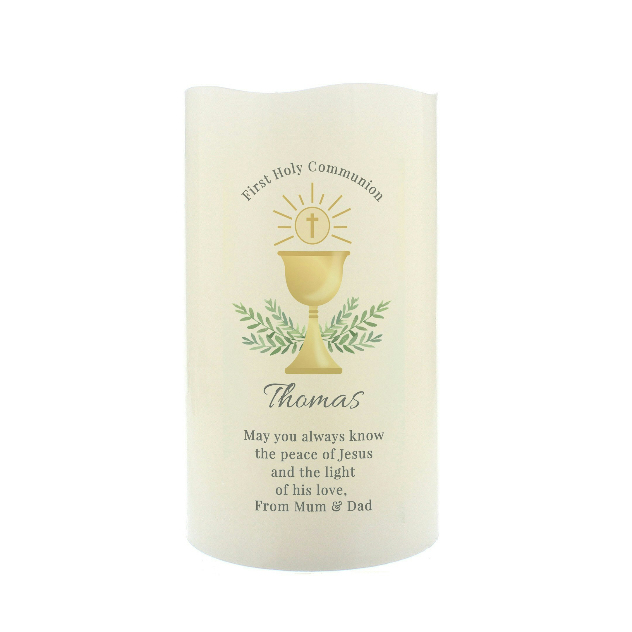Rackhams Personalised First Holy Communion Led Candle
