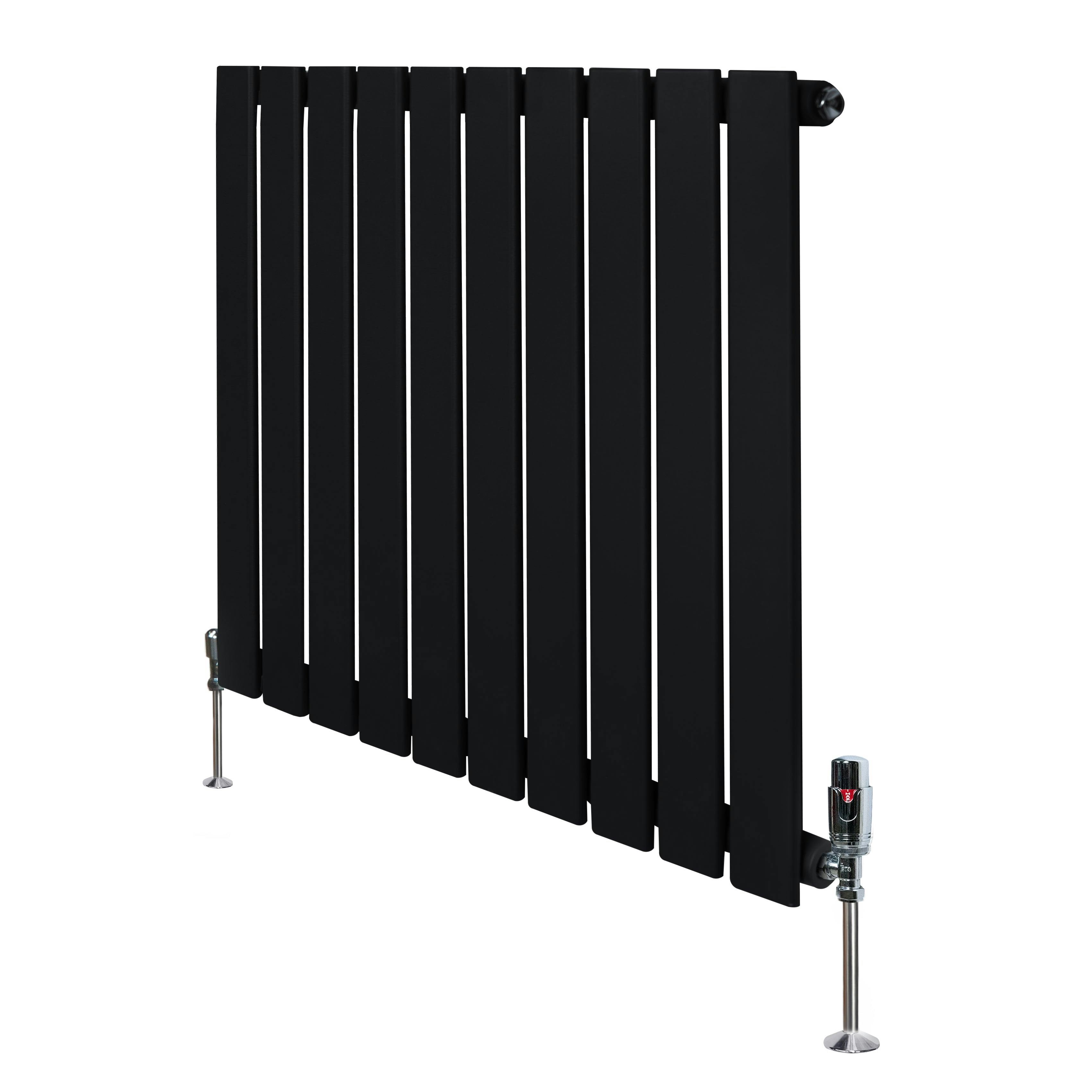 Monstershop Black Flat Single Column Radiator & Valves – 600Mm X 700Mm –