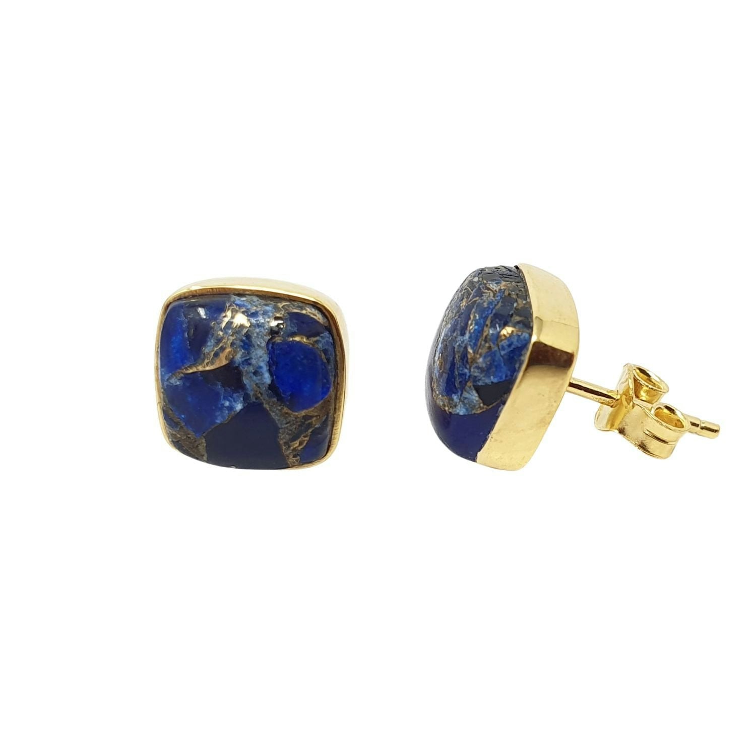 Harfi Gold Sapphire September Birthstone Plated Stud Earrings