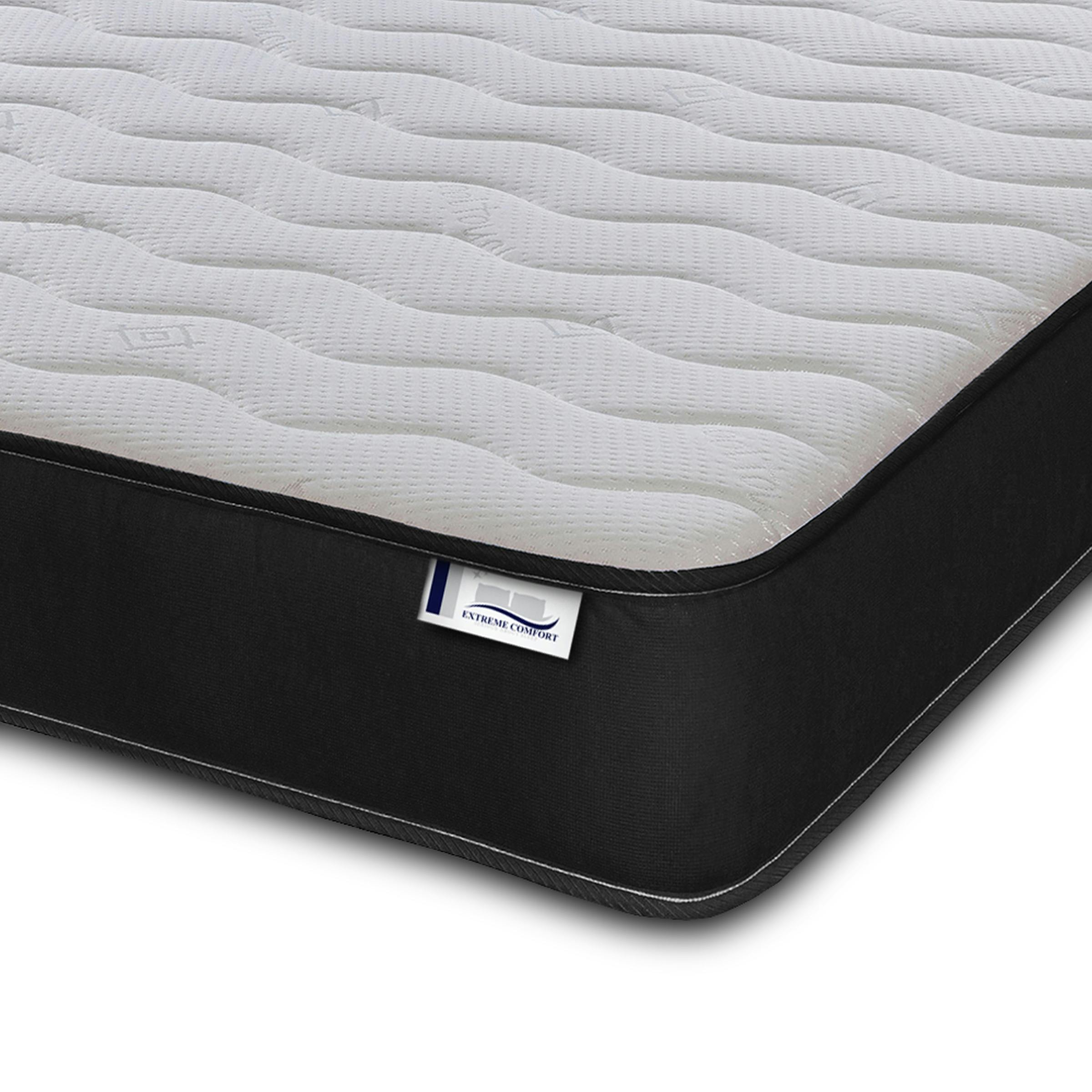 Extreme Comfort Black Shorty Memory Foam Sprung Mattress - Coil Springs & Memory Foam Layer - 1 - 3Ft Single Mattress (90Cm X 190Cm)