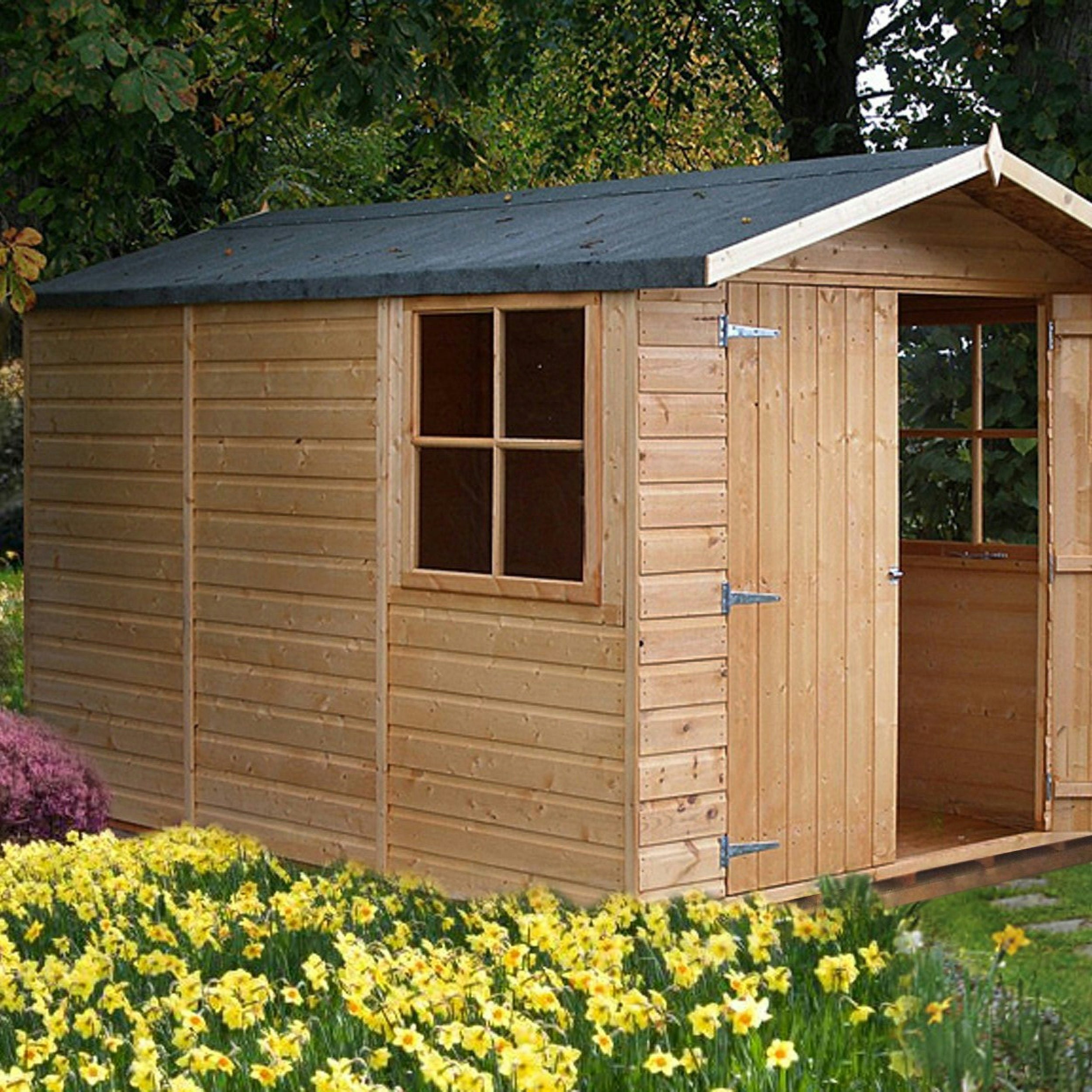 Rackhams Green Guernsey 7X10 12Mm Interlock Clad Wooden Shed