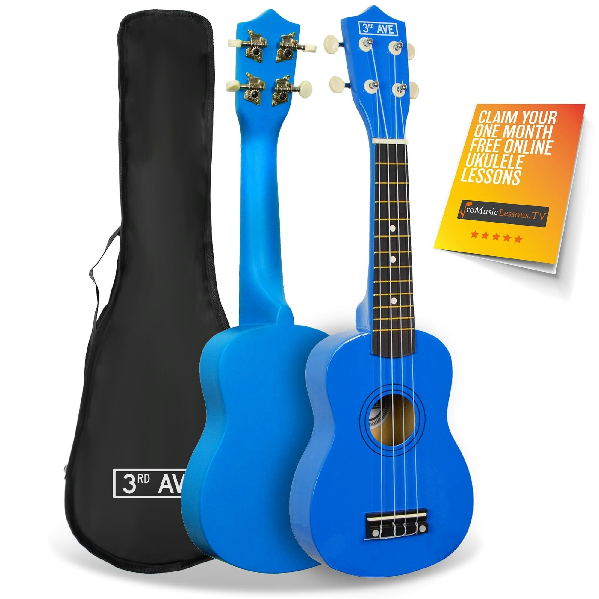 3Rd Avenue Blue Soprano Ukulele With Bag