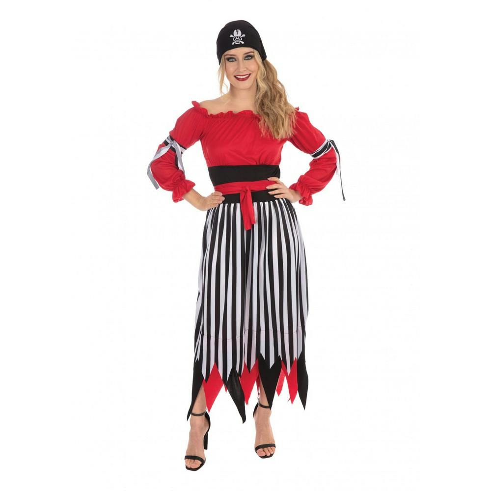 Bristol Novelty Women's Black/Red/White Crimson Pirate Costume - L
