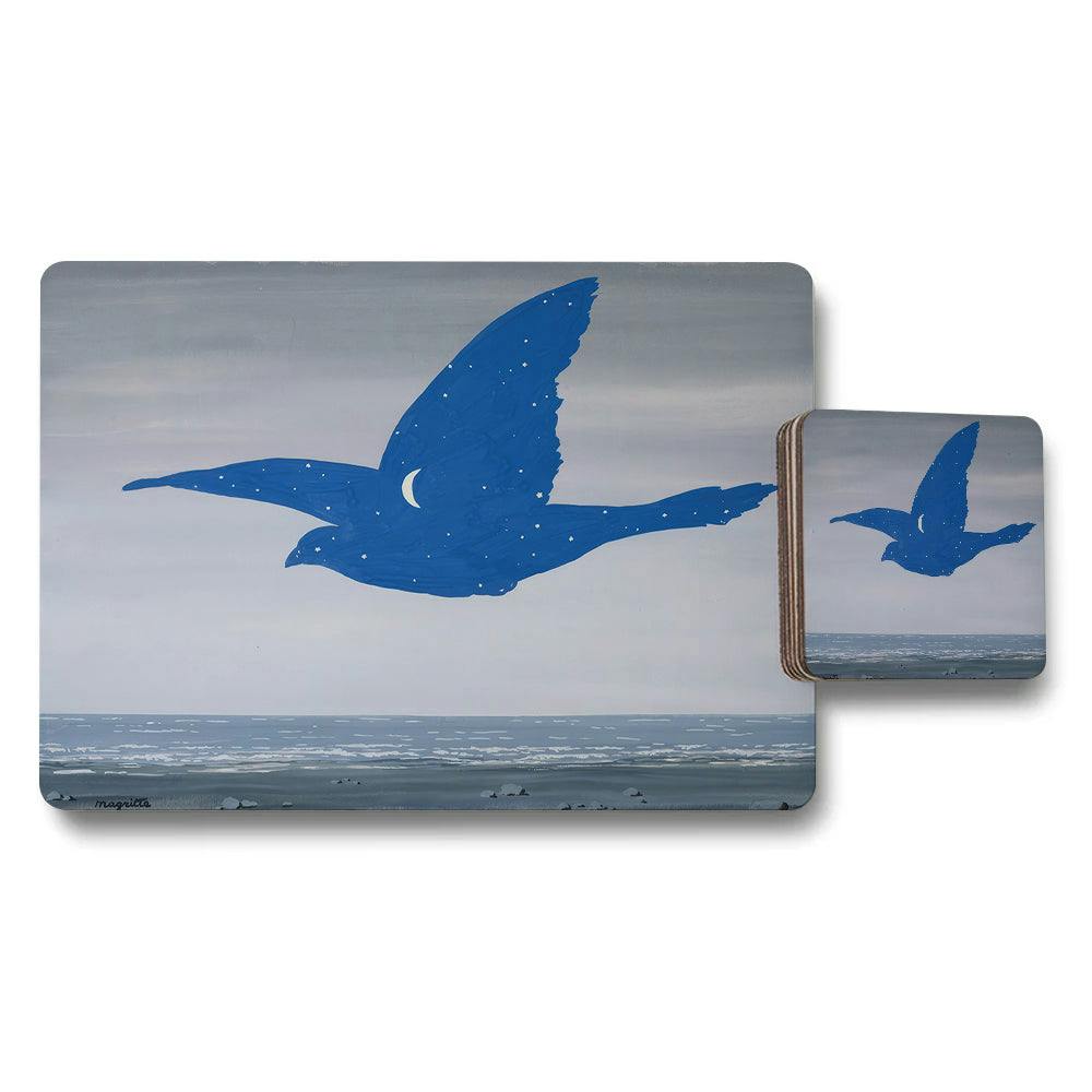 Rackhams Blue Seagull Silhouette Placemat And Coaster Set Ocean View