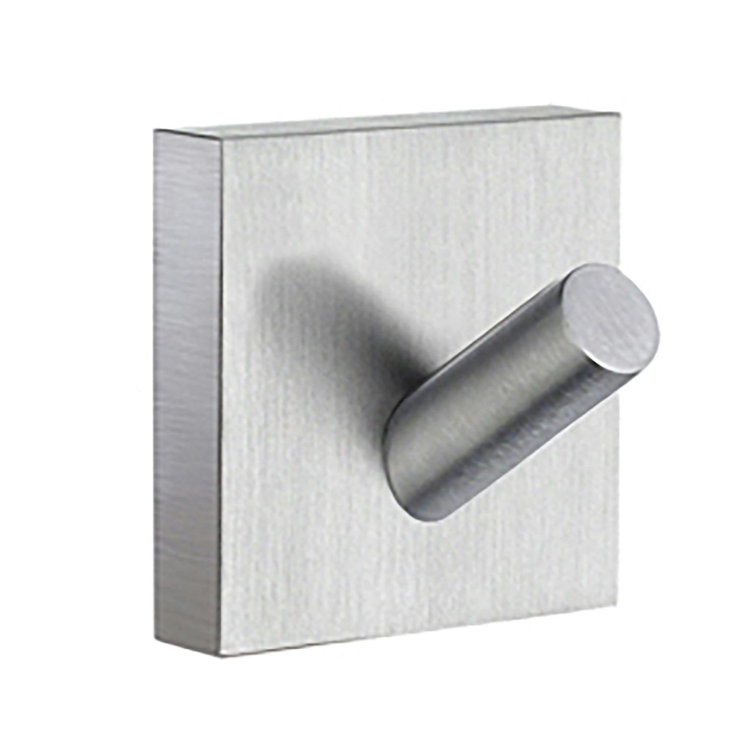 Rackhams Single Brushed Chrome Towel Hook (45Mm X 45Mm) Wall Mounted Bathroom Storage Square Robe Hooks Clothes Hanger Coat Peg