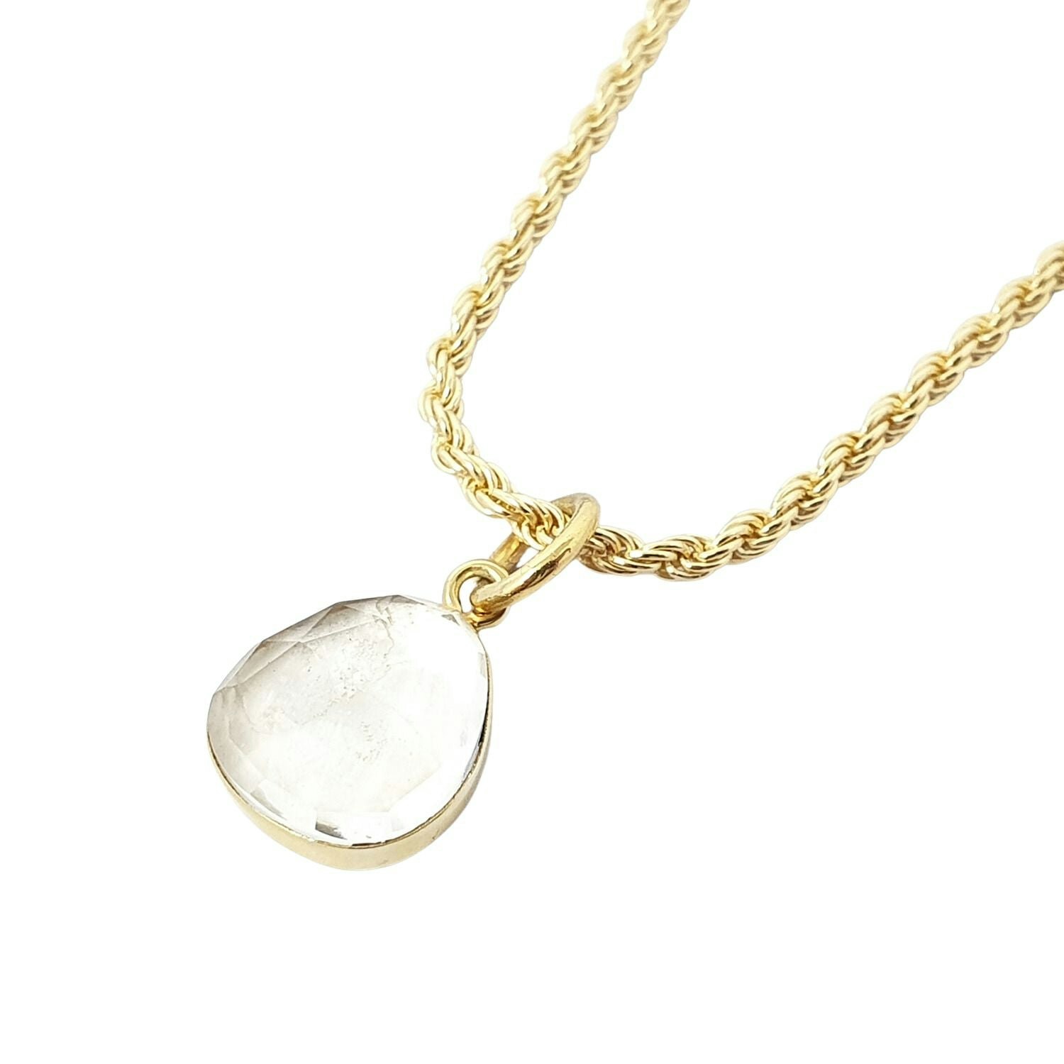 Harfi Gold/White Statement Vermeil Plated Topaz April Birthstone Crystal Rope Necklace