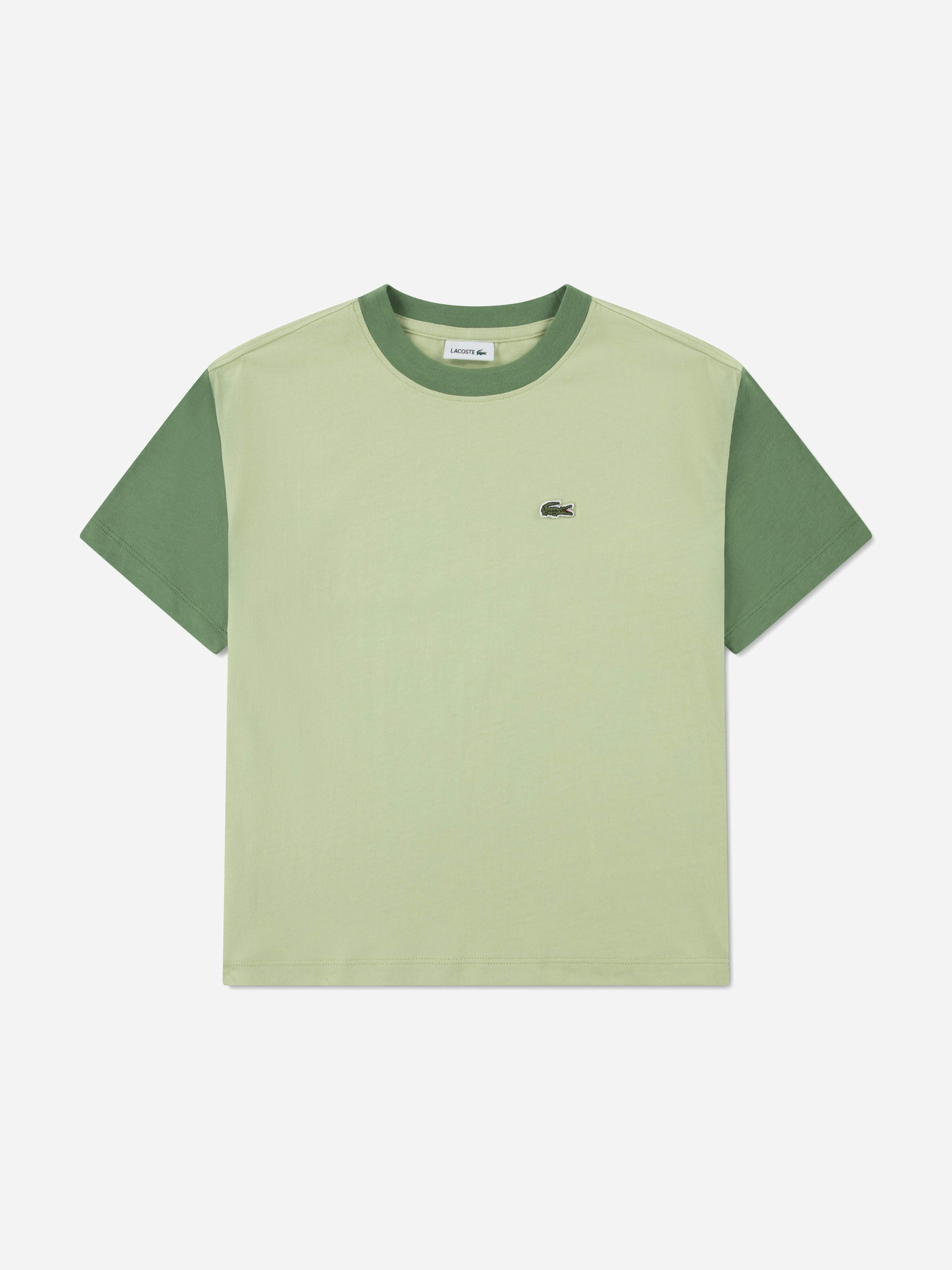 Lacoste Kids Boys Green Lacoste Colourblock Relaxed T-Shirt In - 10 Yrs