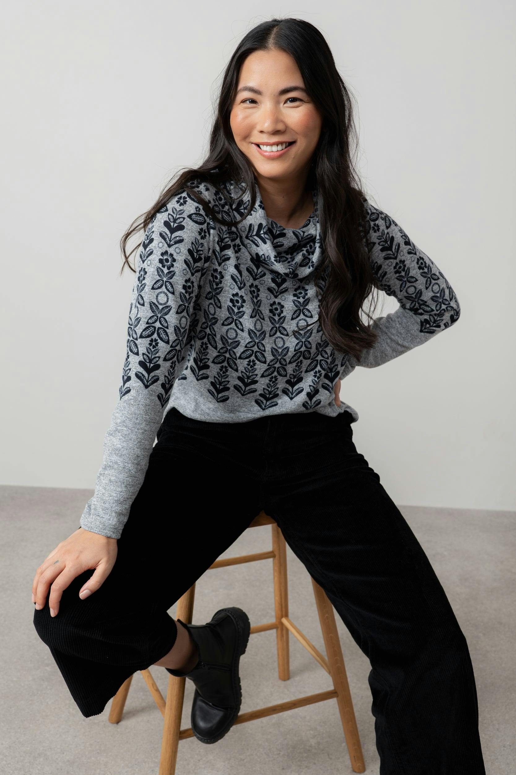 Lily & Me Grey Relaxed Everyday Cowl Neck Jumper - 16