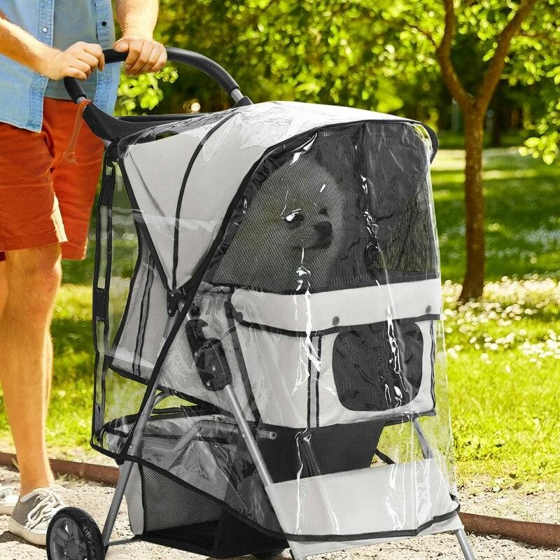 Bobobiy Dog Stroller Rain Cover, Cover For Dog Pram Stroller Buggy W/ Rear Side Entry - Clear - Image 5
