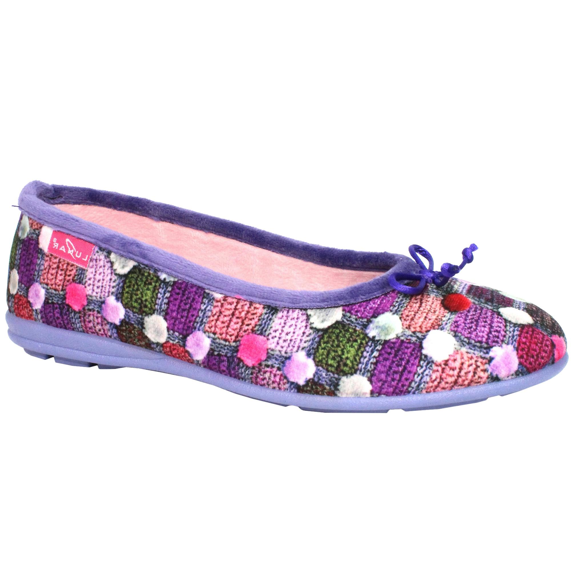 Lunar Women's Purple / Magic Spotted Slippers - 3 Uk - 100% Textile