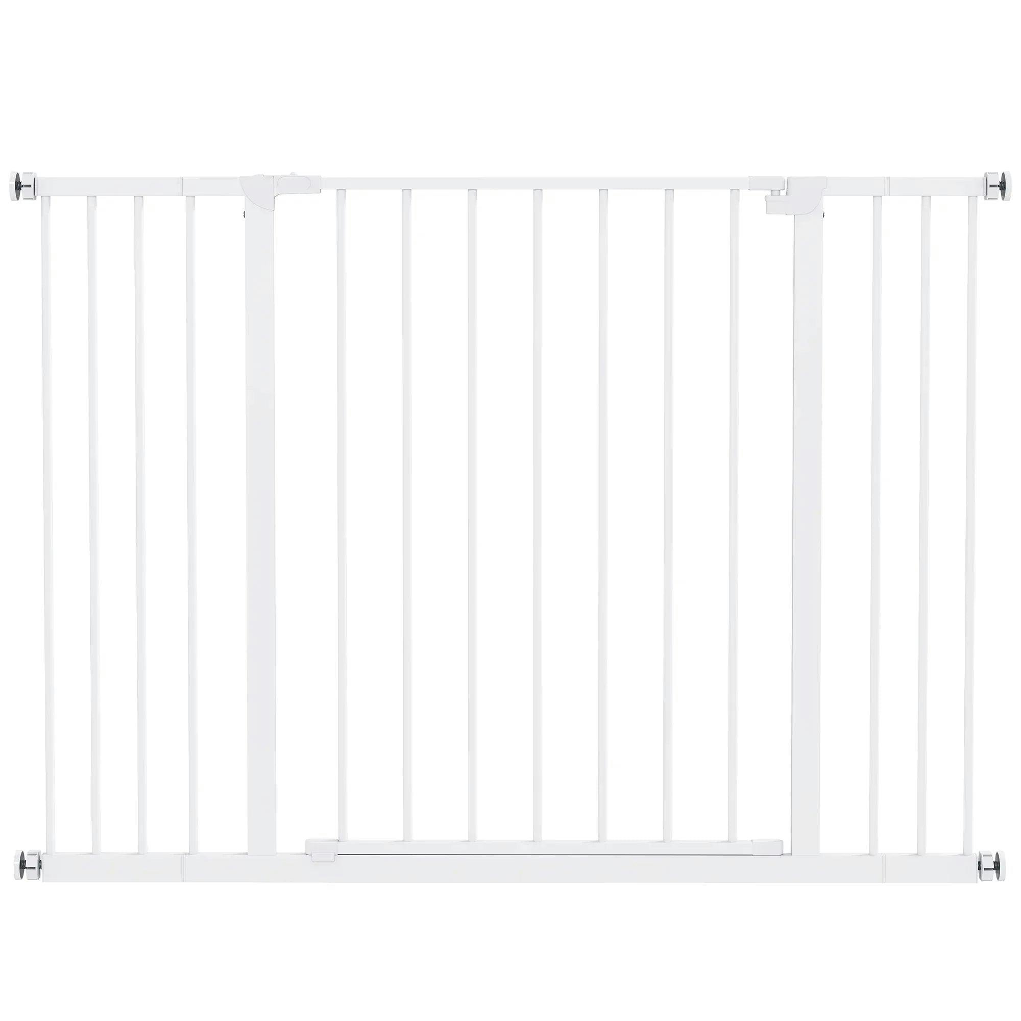 PawHut Pet Safety Gate - White - 76cm Pressure Fit Metal Gate - Image 5