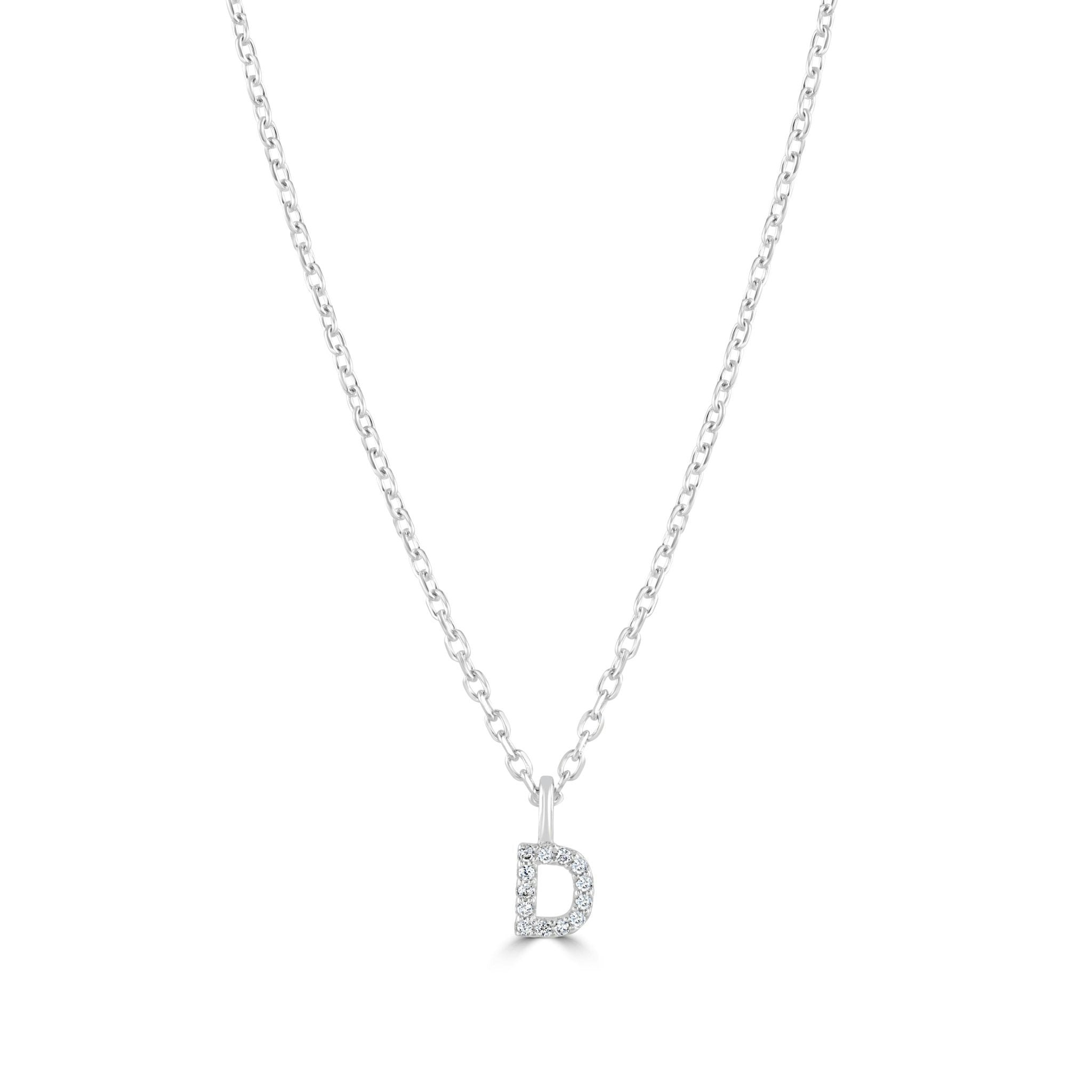 Mylee London Silver Sterling Crystal Initial Necklace - No - D