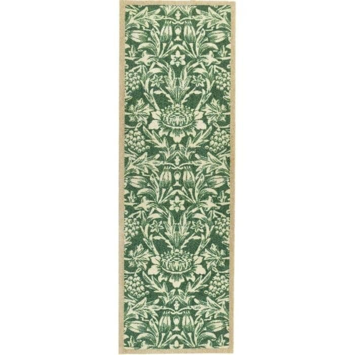 The Rugs Green Abstract Washable Heritage Mat And Runner - 50X150 Cm