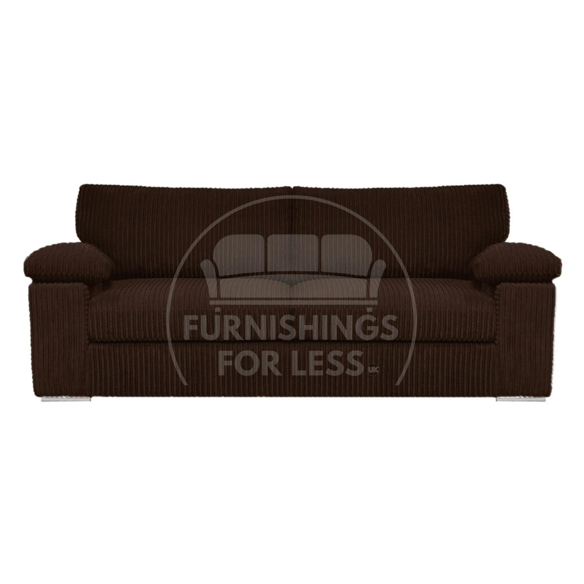 Furnishings For Less Black Delta Full Jumbo Cord 3 Seater Sofa - Chocolate
