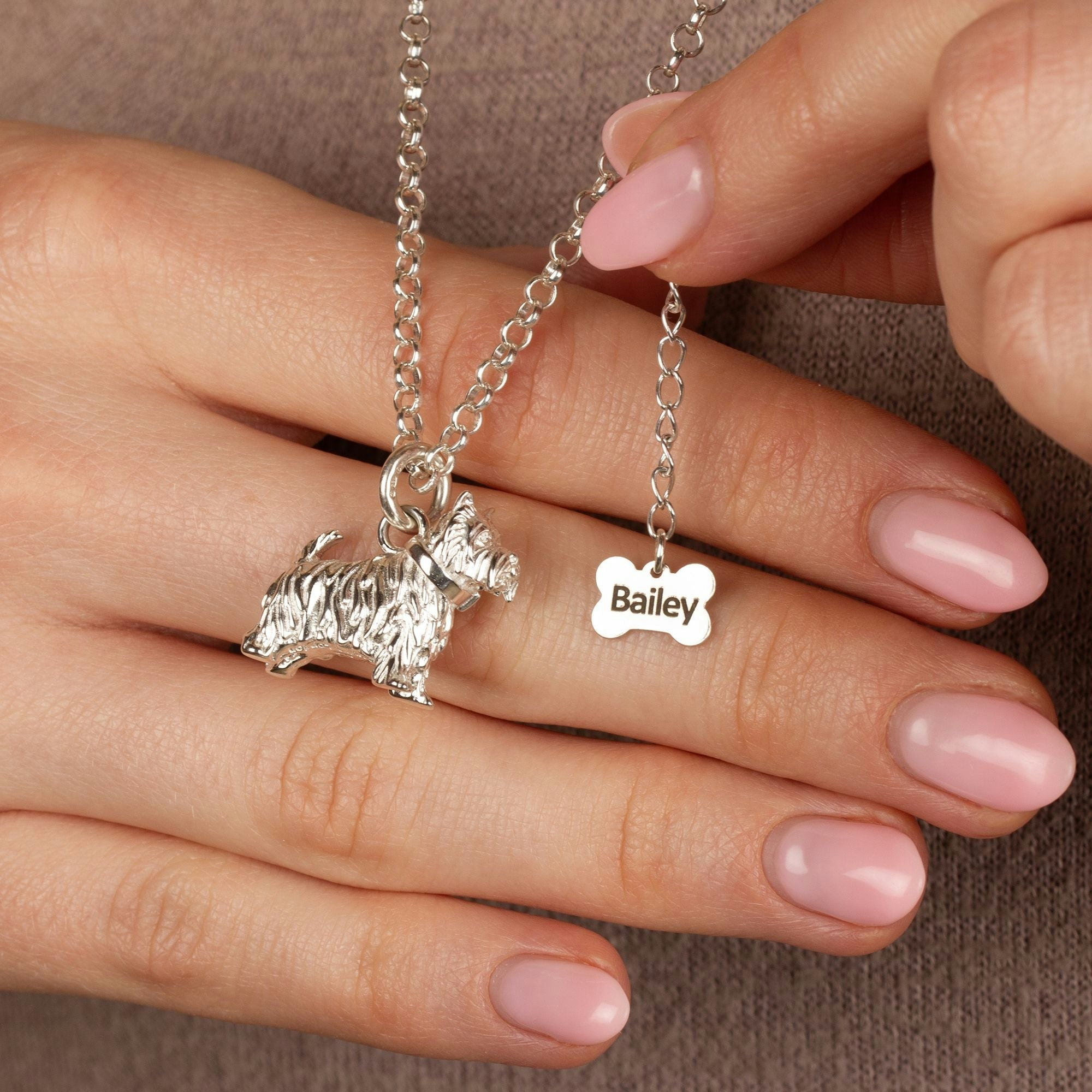 Mylee London Silver Extra Large Westie Necklace - Personalised - No