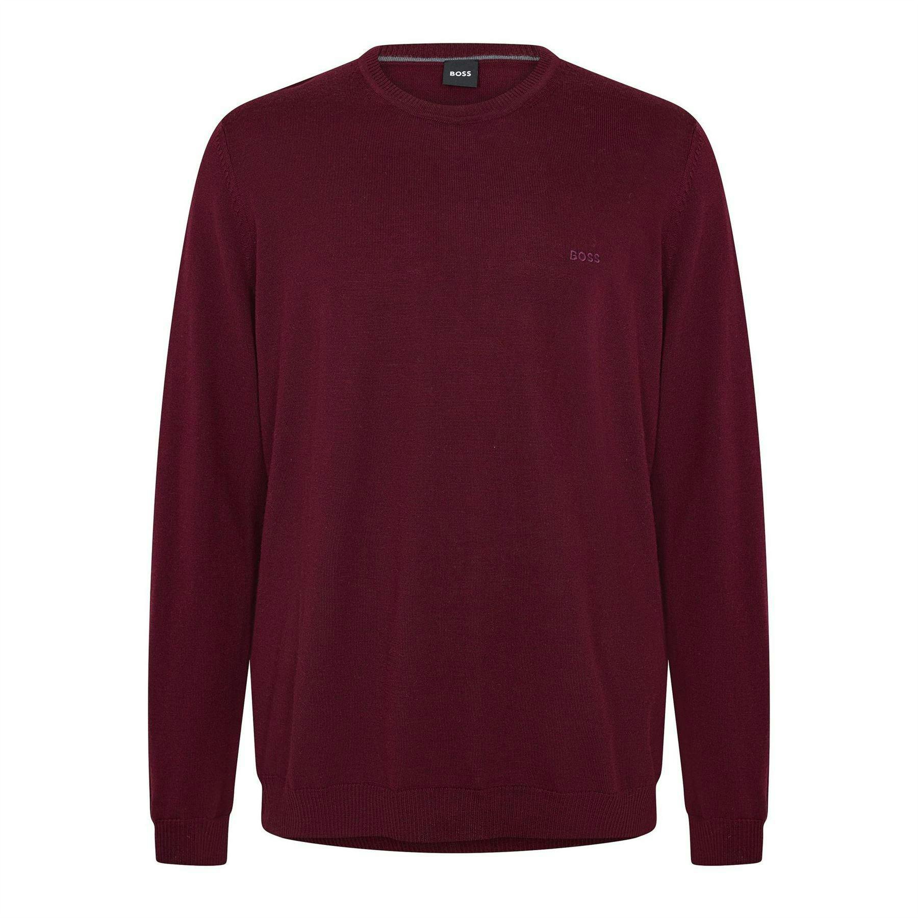 Boss Men's Dark/Red Crew Neck Regular Long-Sleeved Sweatshirt - Xxl - 100% Mixed