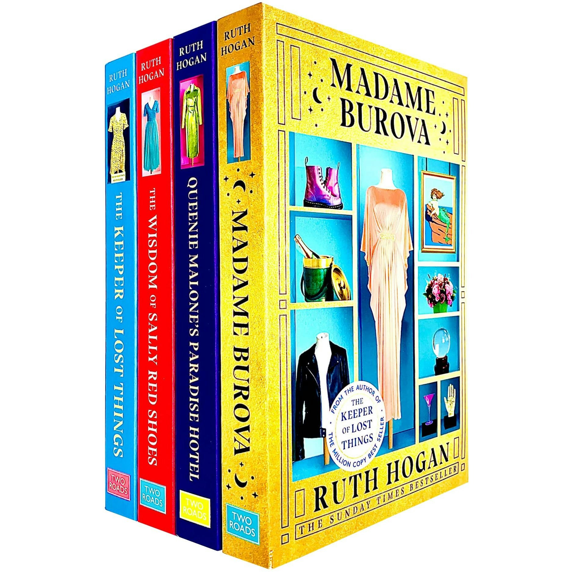 Two Roads Red Ruth Hogan 4 Book Set The Wisdom Of Sally Shoes, Queenie Malone's Paradise Hotel & More