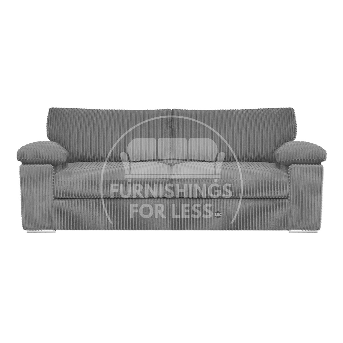 Rackhams Grey Delta Full Jumbo Cord 3 Seater Sofa