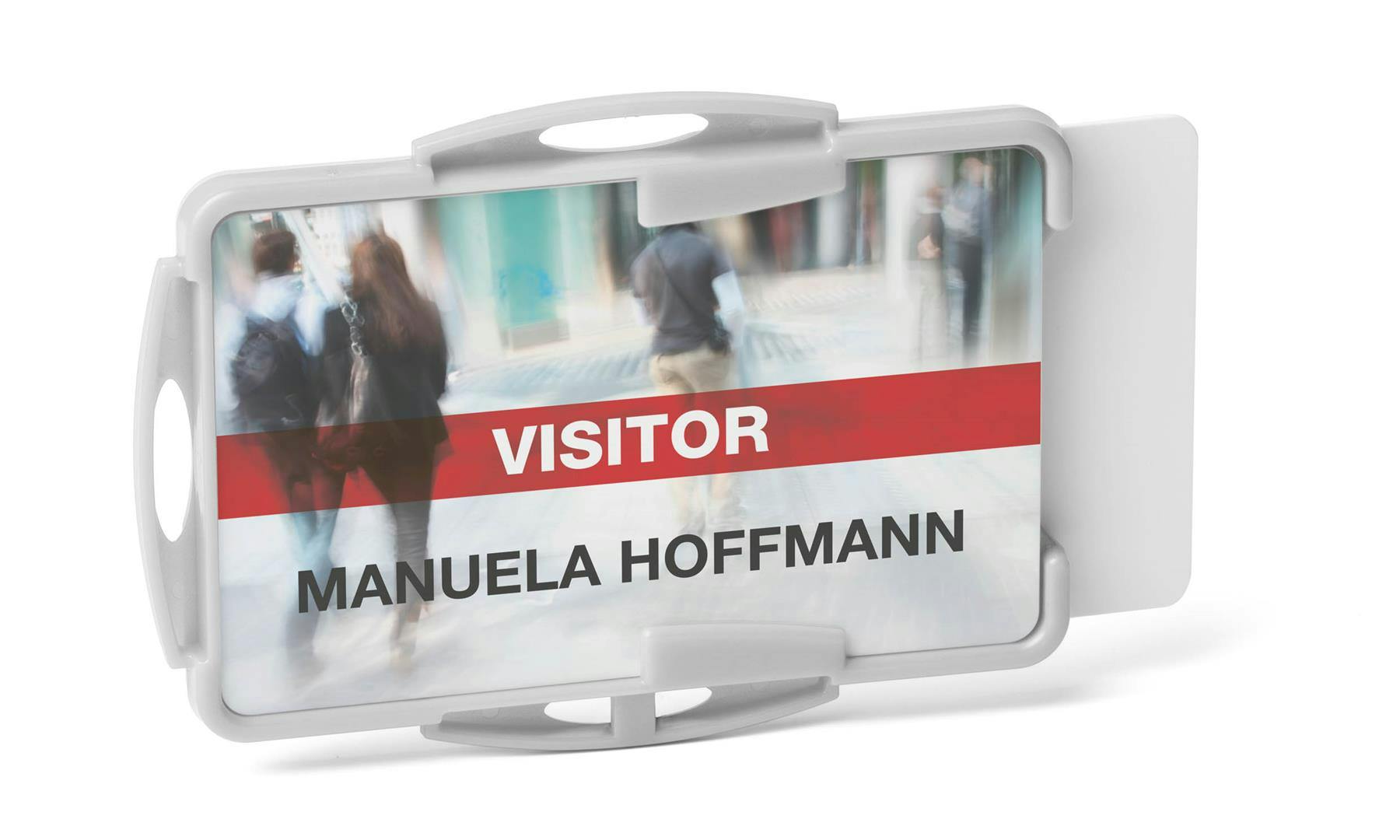 Durable Grey Eco 2 Card Recycled Plastic Security Id Badge Holders | 10 Pack |