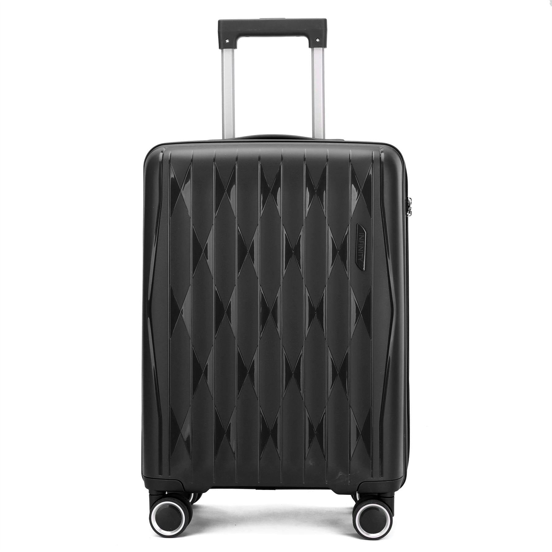 Infinity Luggage Black Hard Shell Suitcase Cabin Tsa Luggage Travel Set - Cabin