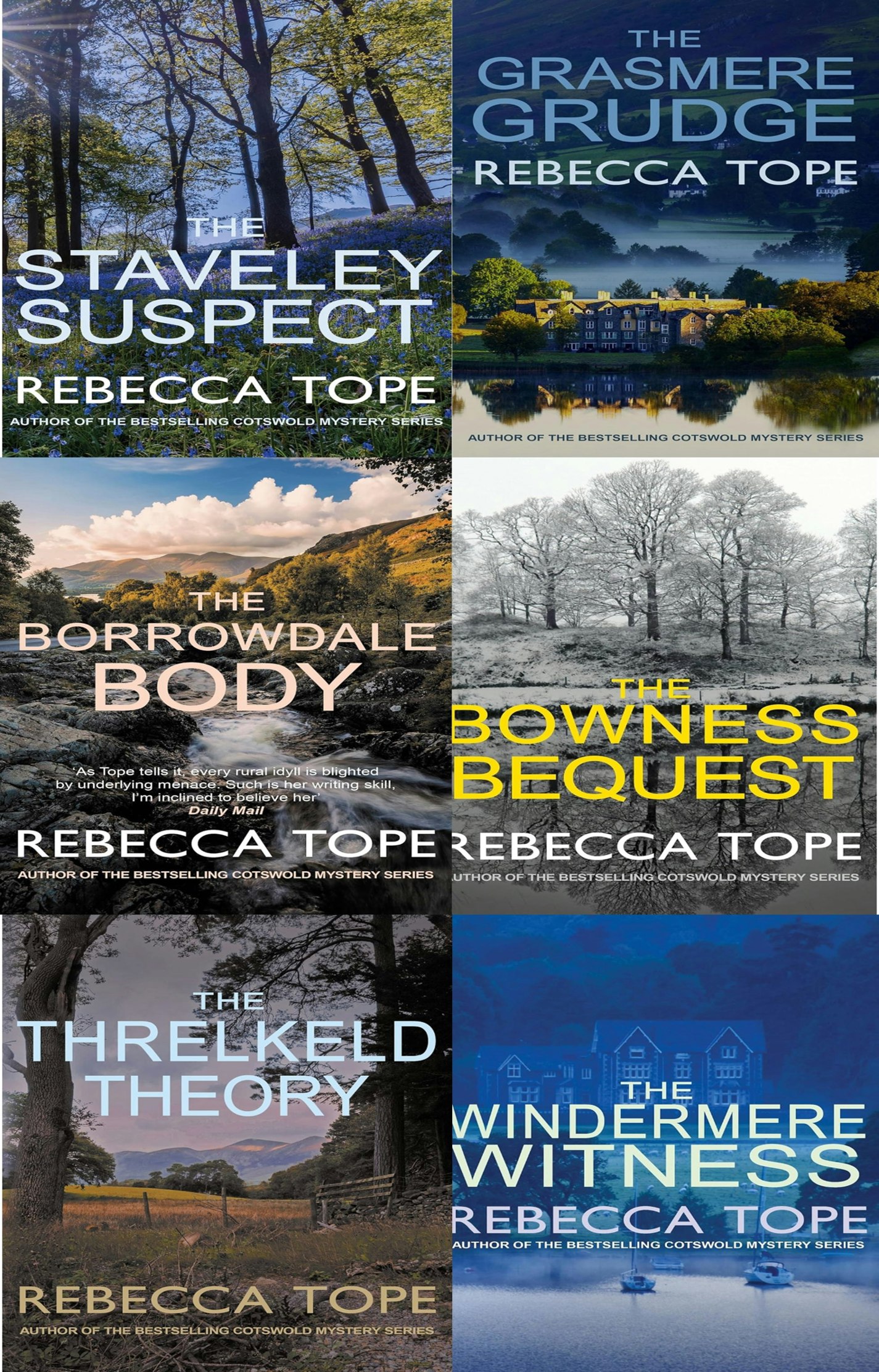 Allison & Busby Brown Lake District Mysteries 6 Book Set By Rebecca Tope Staveley Suspect, Bowness Bequest, Threlkeld Theory, Grasmere Grudge & More