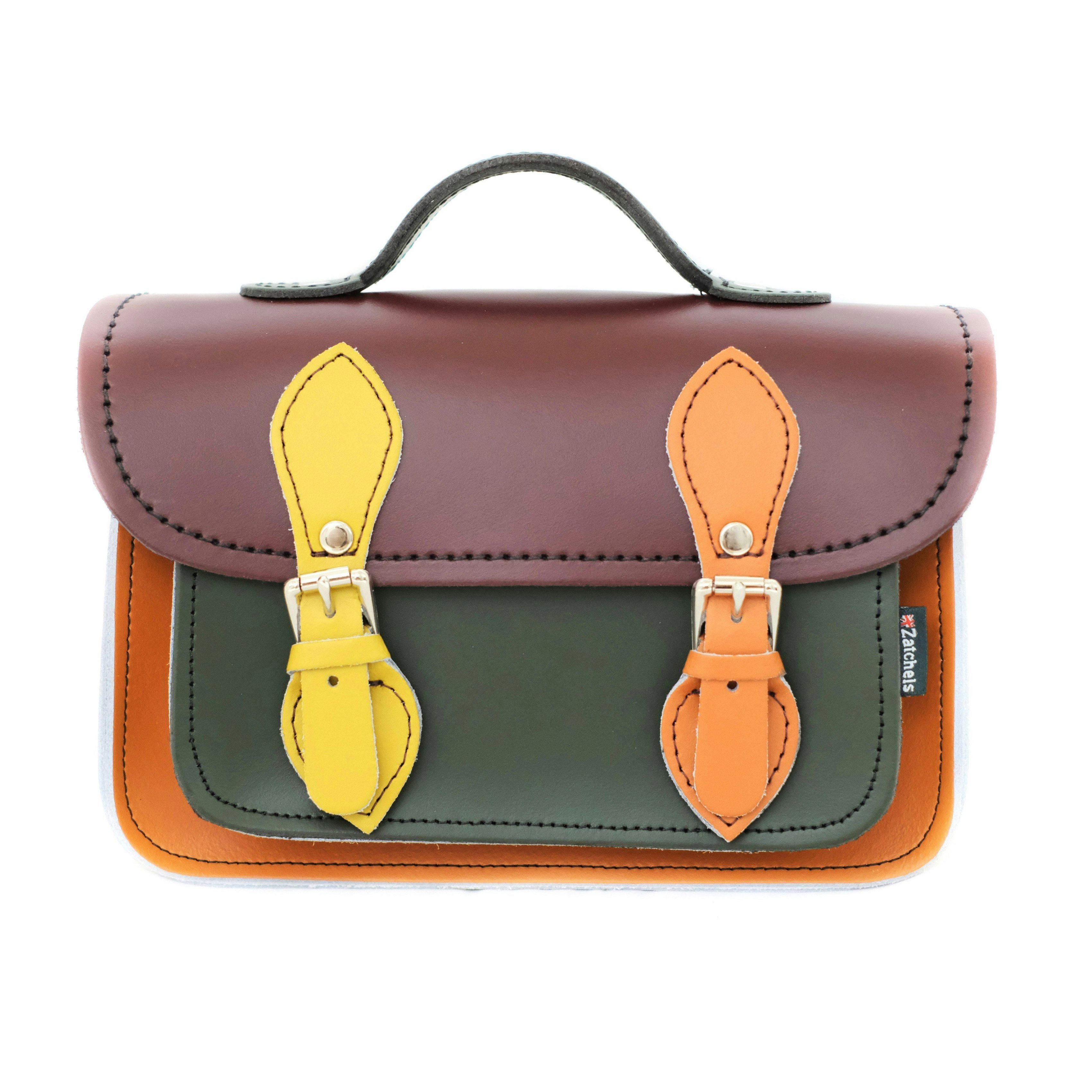 Zatchels Women's Red/Green/Orange Handmade Leather Micro Satchel - Autumnal Kaleidoscope