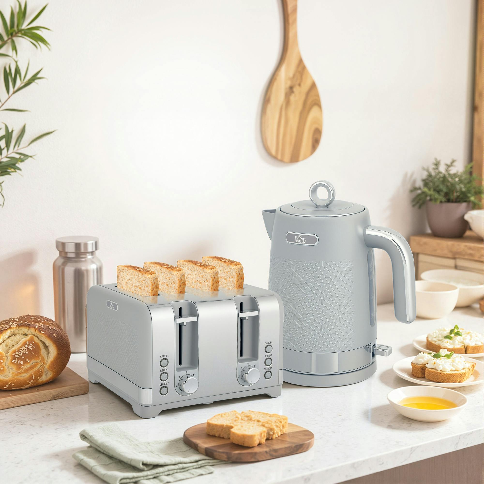 B&Q -  Kettle And Toaster Set With 3000W Rapid Boil4 Slice ToasterGrey - Image 10