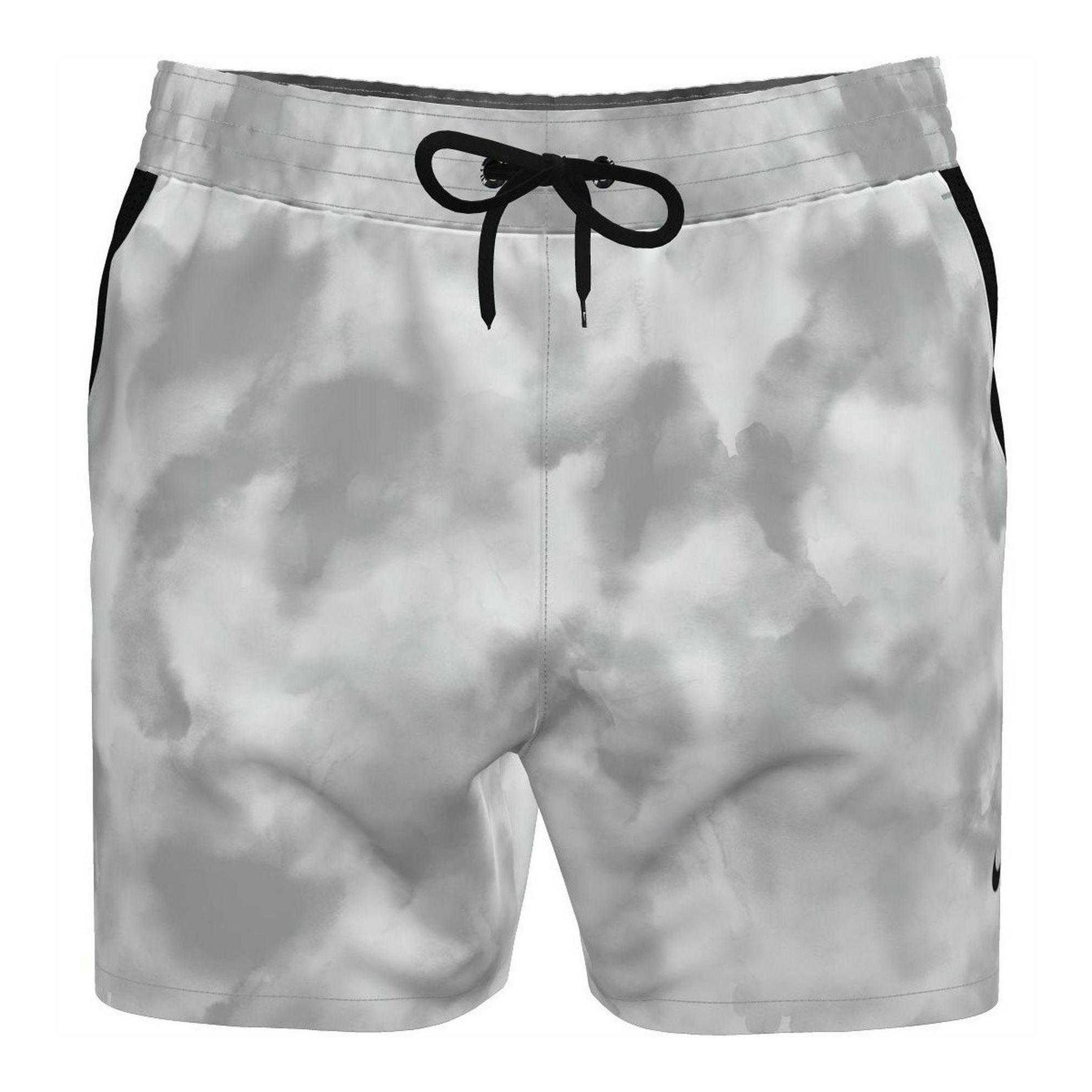 Nike Men's Grey Volley Cloud Print Snug Fit Swim Shorts - Wolf - S - Wolf - 100% Mixed