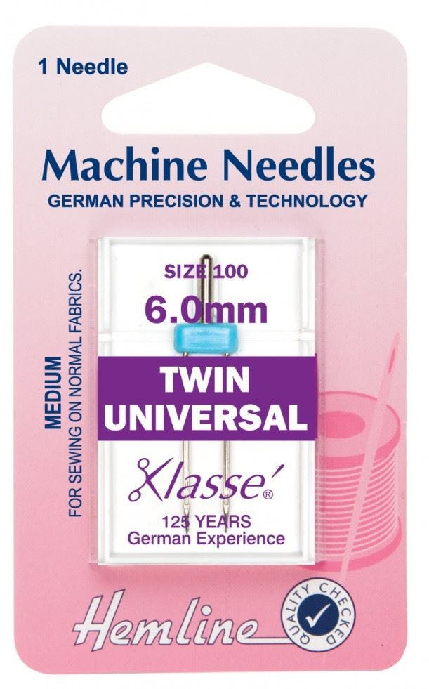 Hemline Twin Sewing Machine Needles 100/16 6Mm - Each