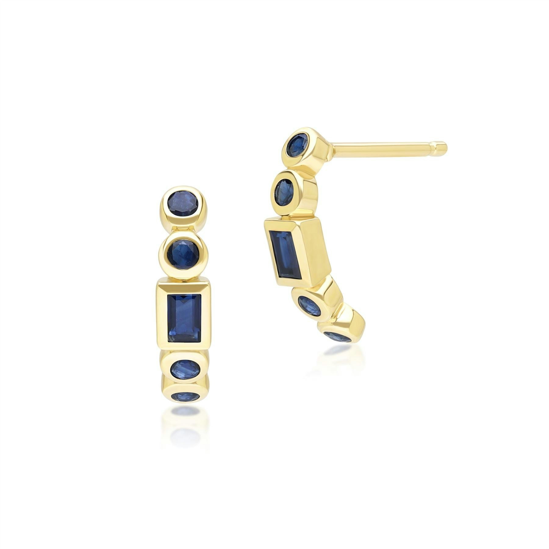 Gemondo Women's Yellow/Gold Classic Sapphire Half Eternity Hoop Earrings In 9Ct