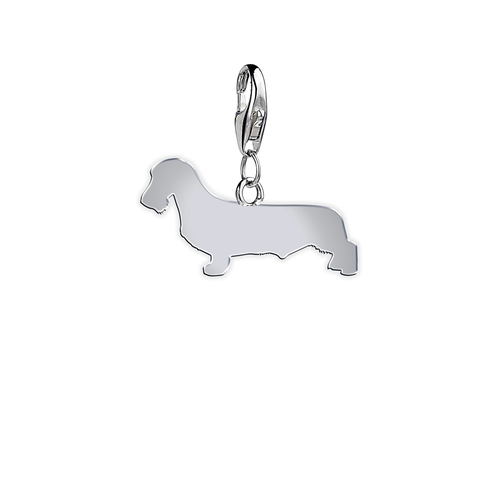 Mylee London Silver Wirehaired Dachshund Silhouette Charm - No - Clip On Charm