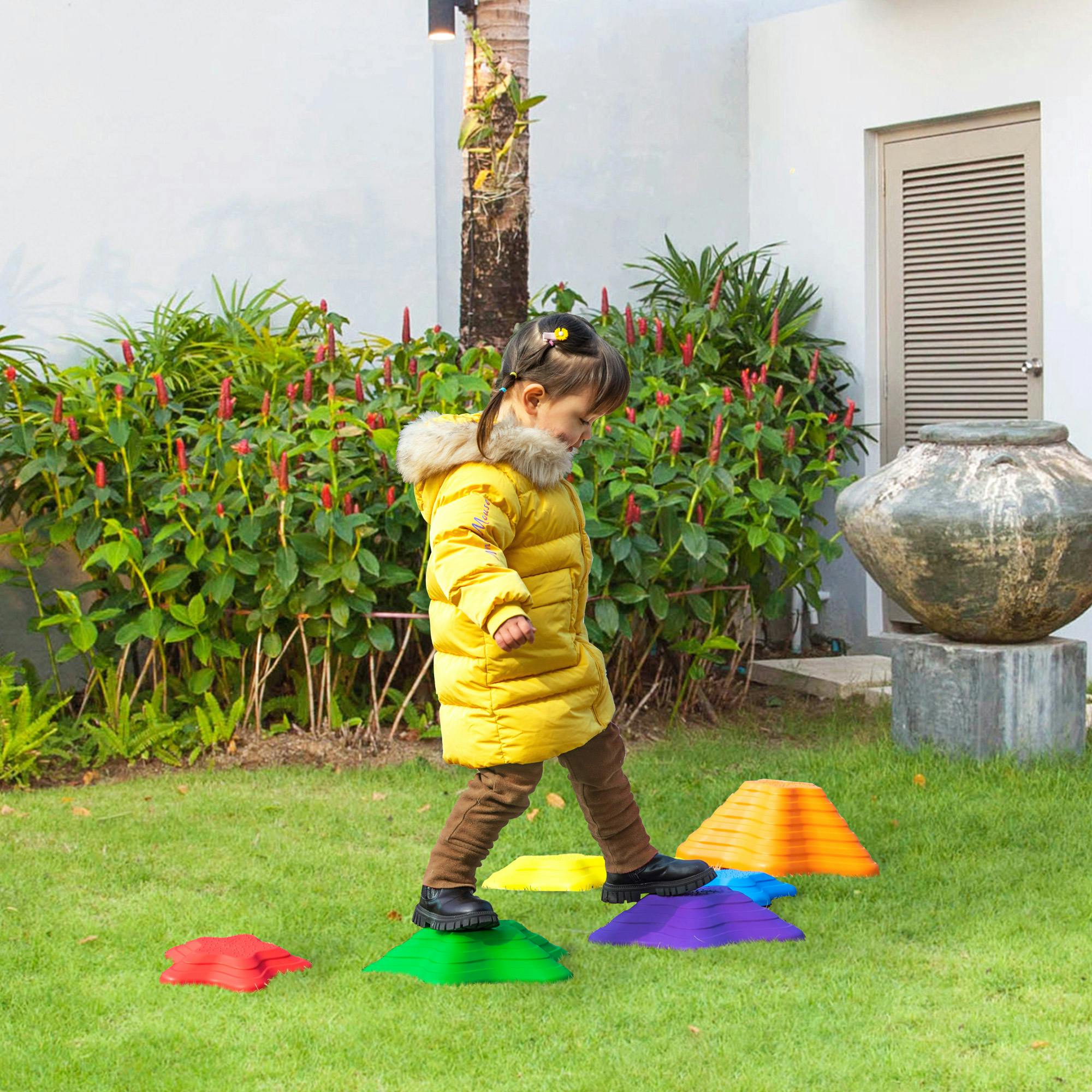 Outsunny 6-Piece Balance Stepping Stones Stackable Non-Slip Obstacle Course