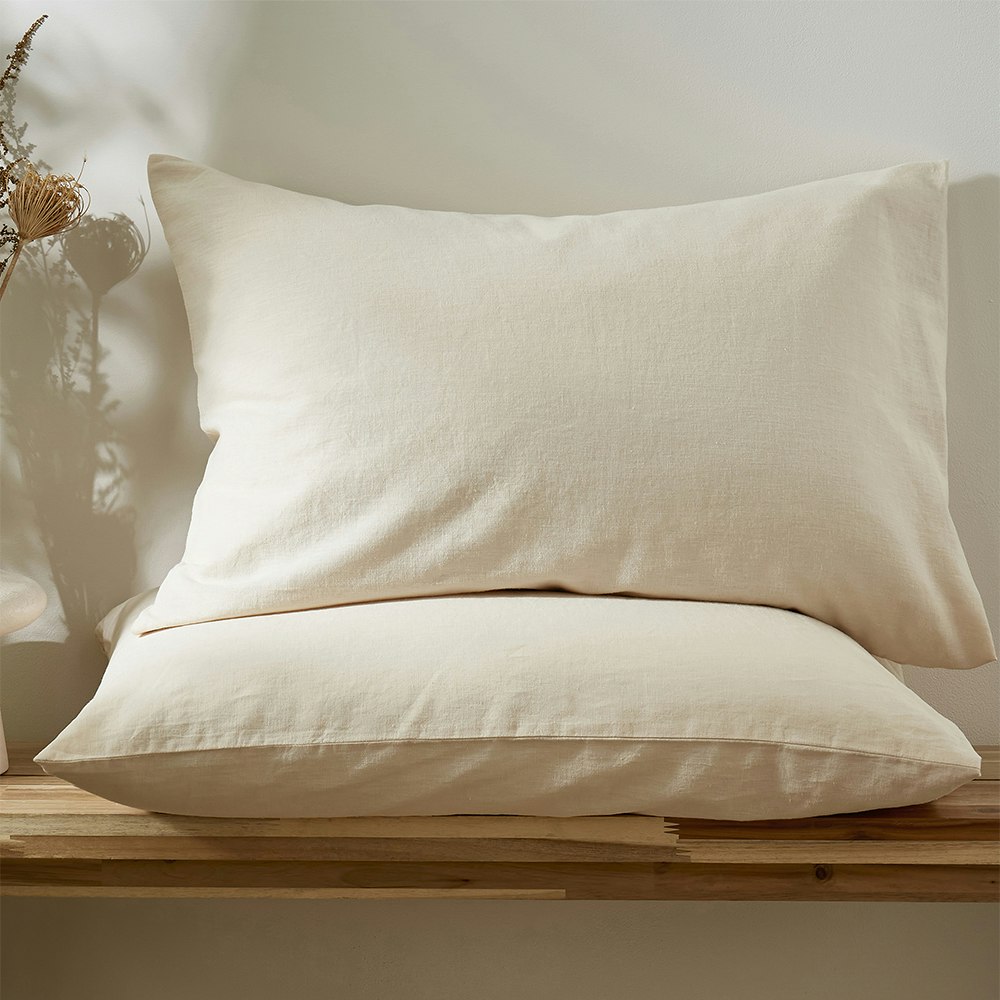 Martex Ivory Touch Of Linen Pillowcase Pair - One Size