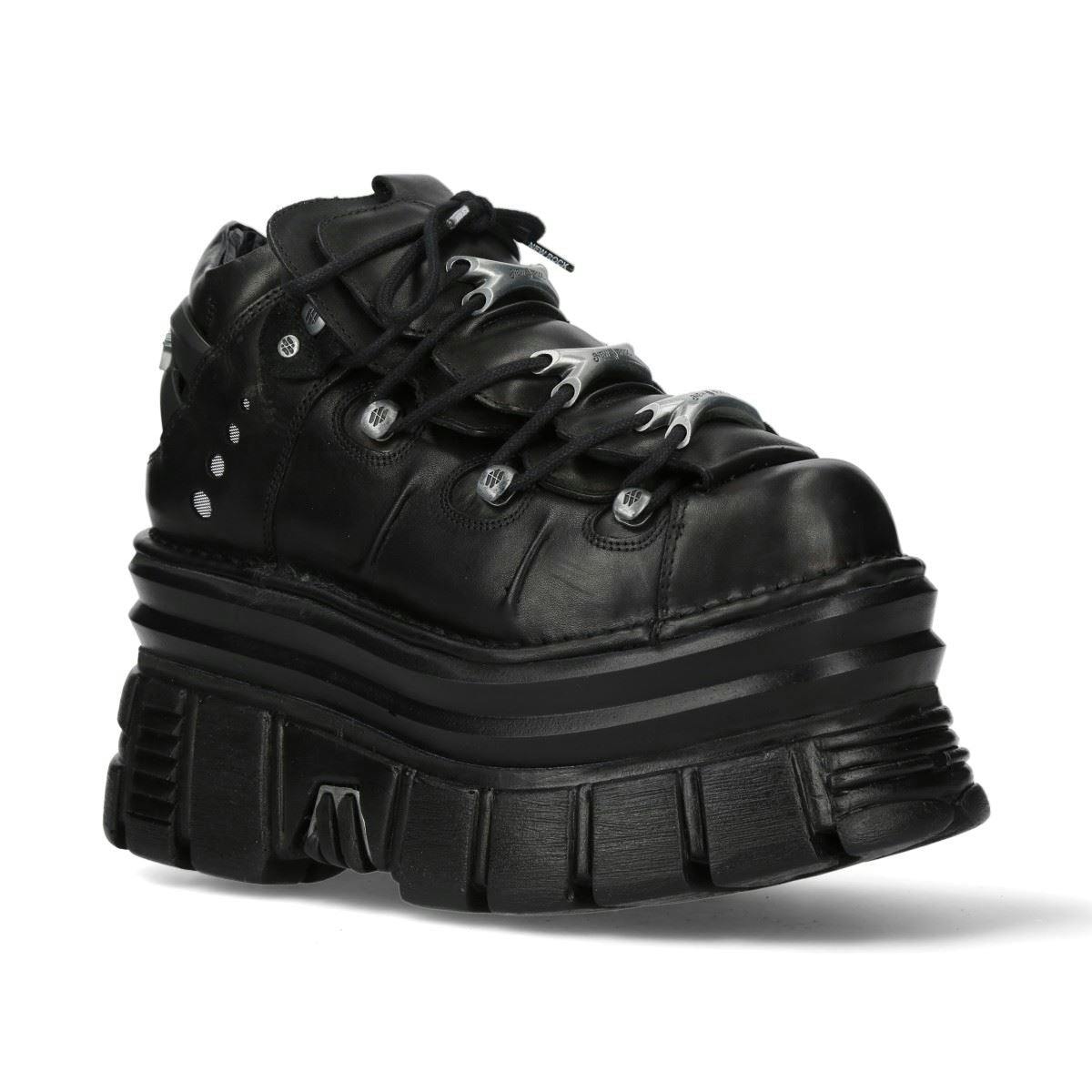 New Rock Unisex Black M-106-C178 Tower Gothic Punk Chunky Ankle Boots - Uk 5 | Eu 38 | Us 8