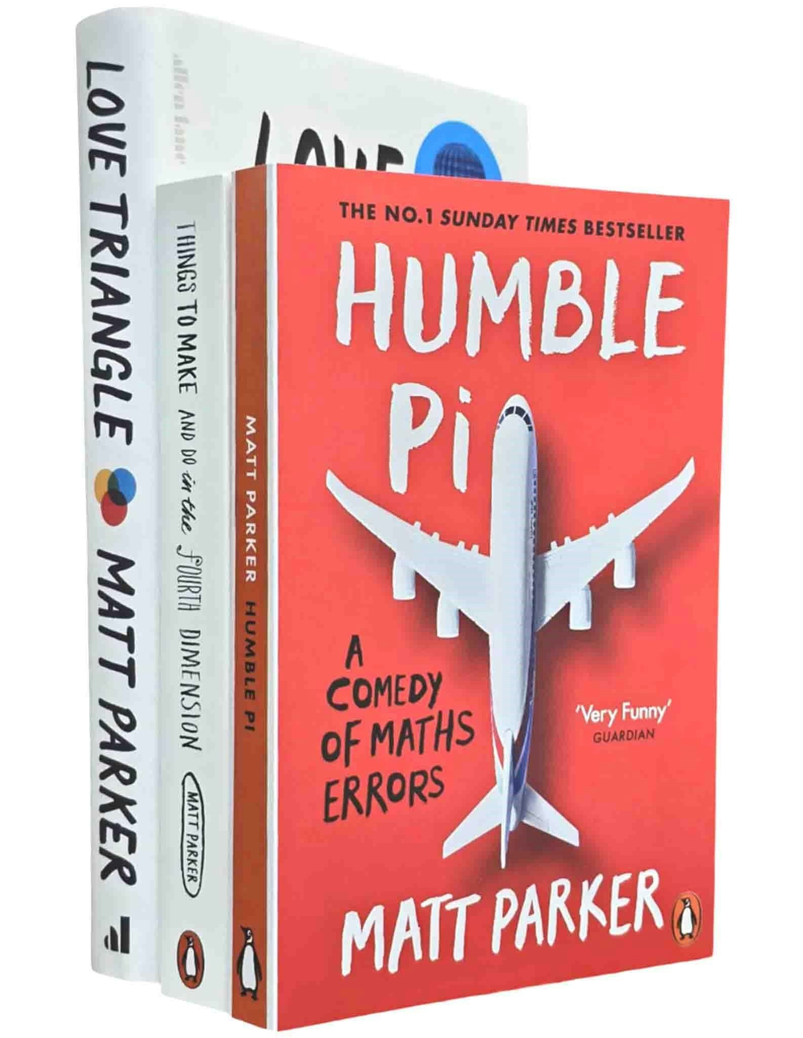 Penguin Matt Parker Book Set Things To Make And Do In The Fourth Dimension, Humble Pi And Love Triangle Size 3