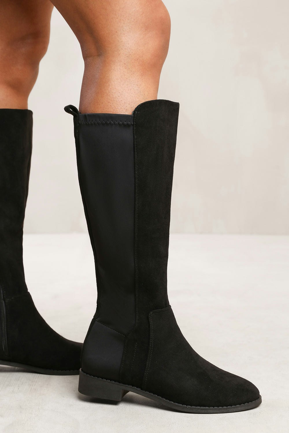 Where's That From Black Shiloh Knee High Boots With Side Zip In - Size 3