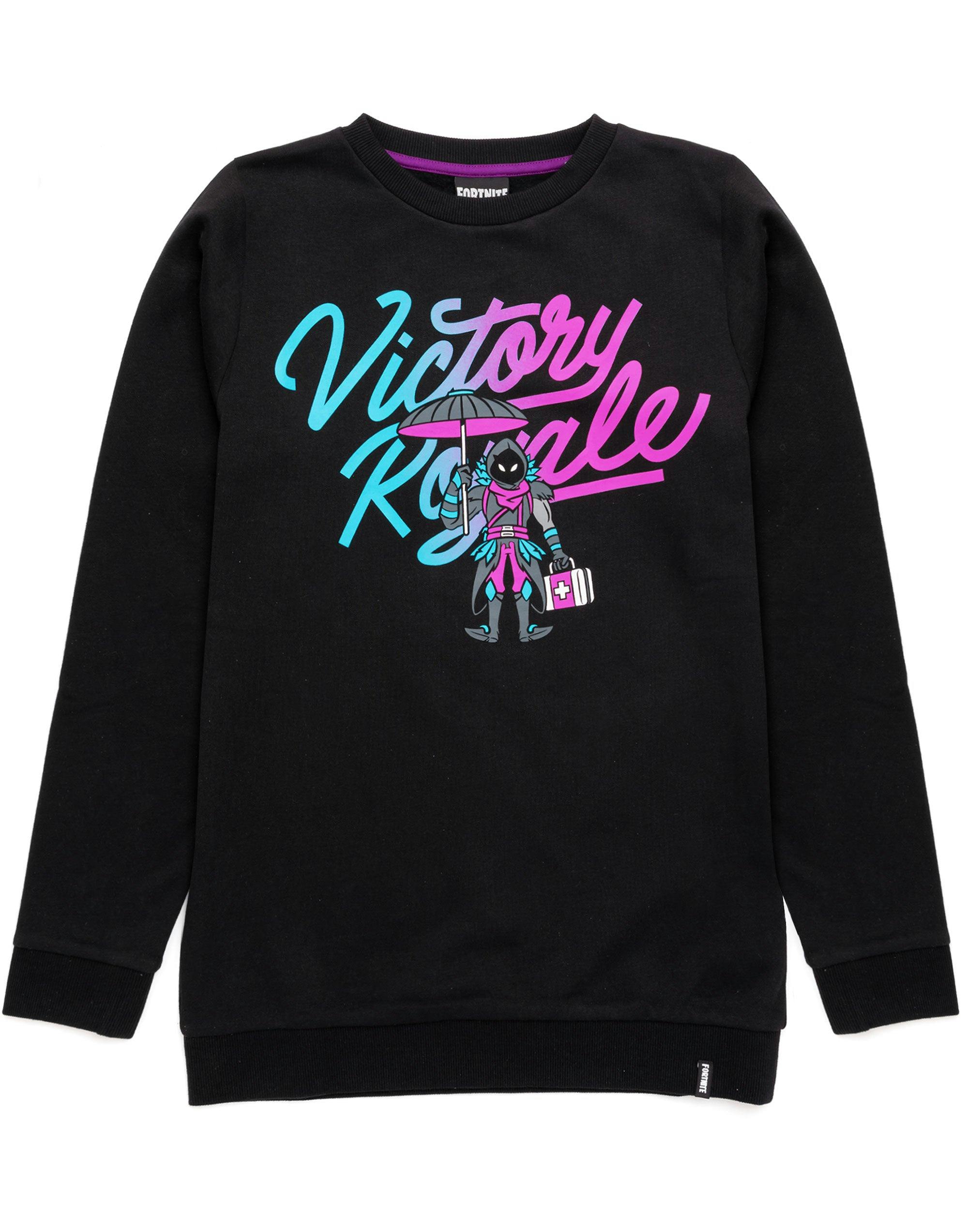 Vanilla Underground Boys Black Fortnite Victory Royale Text Graphic Sweatshirt - 11-12 Years