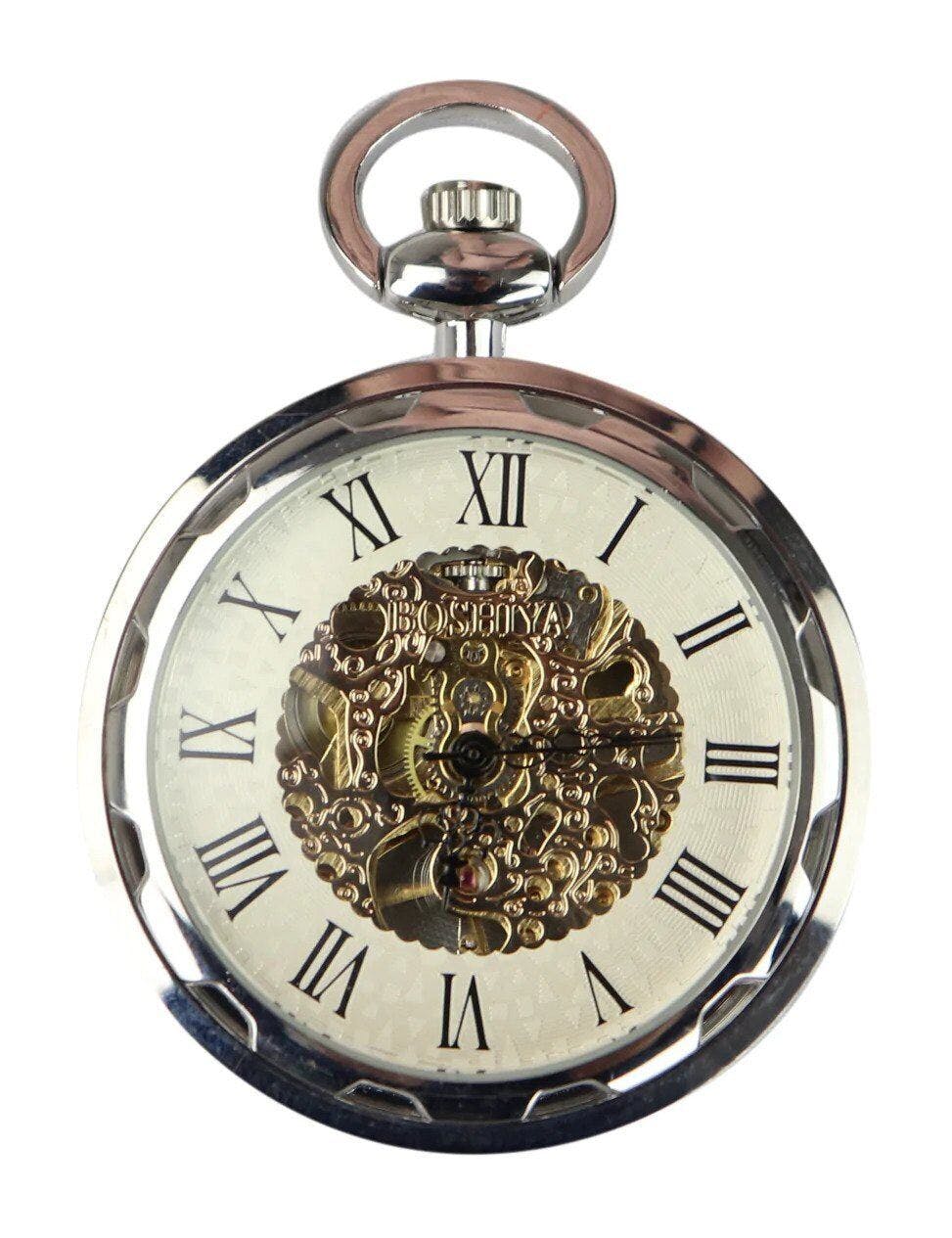Truclothing Silver Pocket Watch Mechanical Peaky Blinders Hunter Automatic - One Size