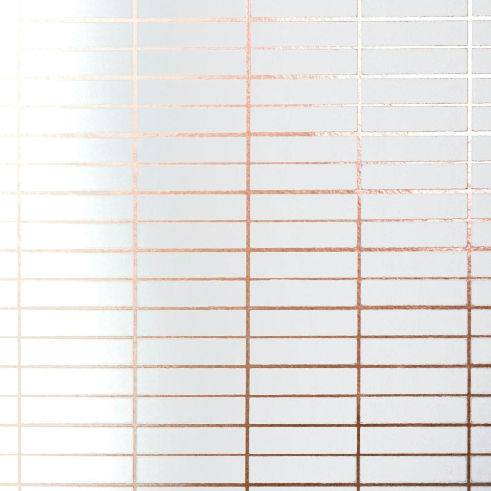Rackhams White Grid Copper Rose And Wallpaper - 10M Roll