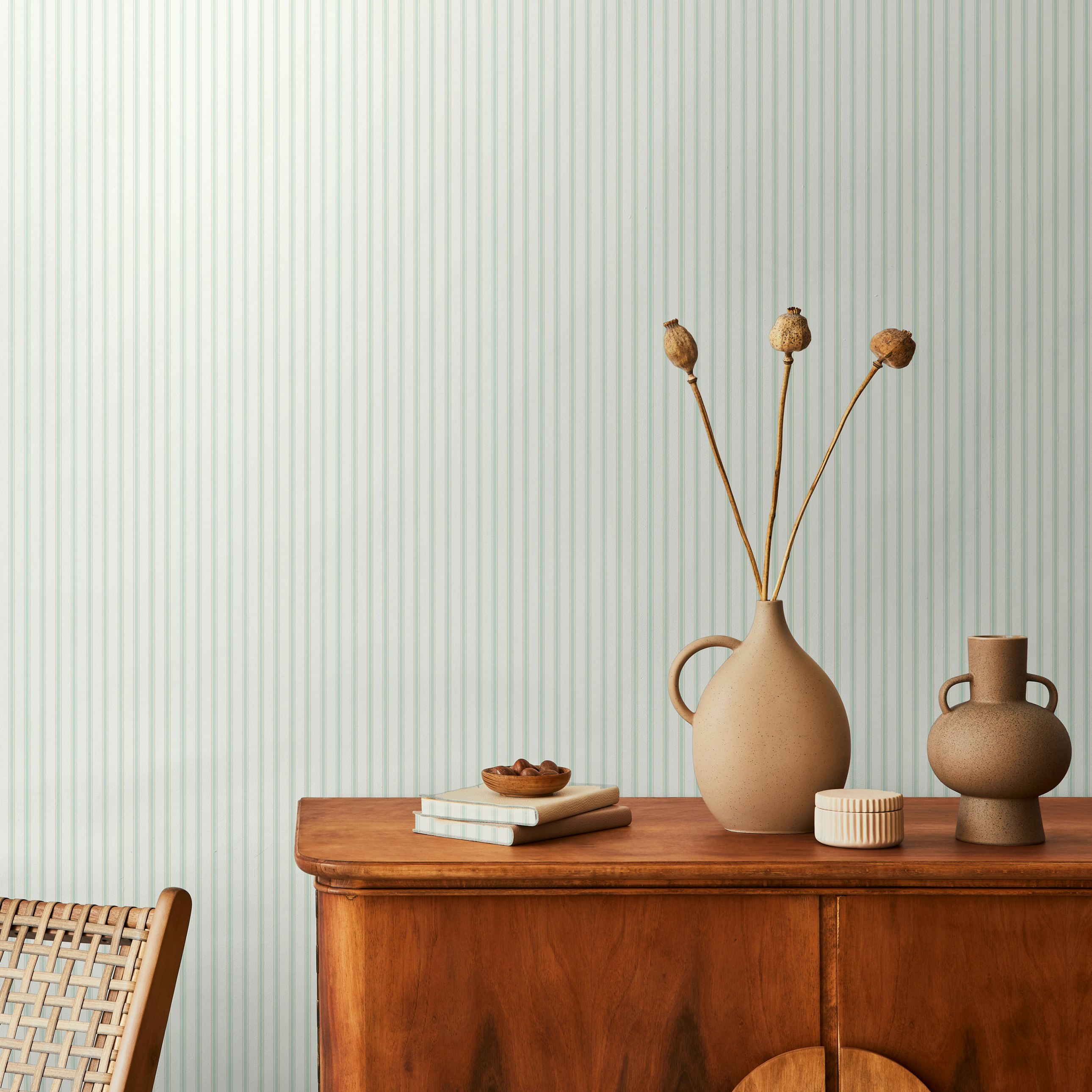 Hoopla Walls Chalk Stripe - Seafoam 10M Wallpaper